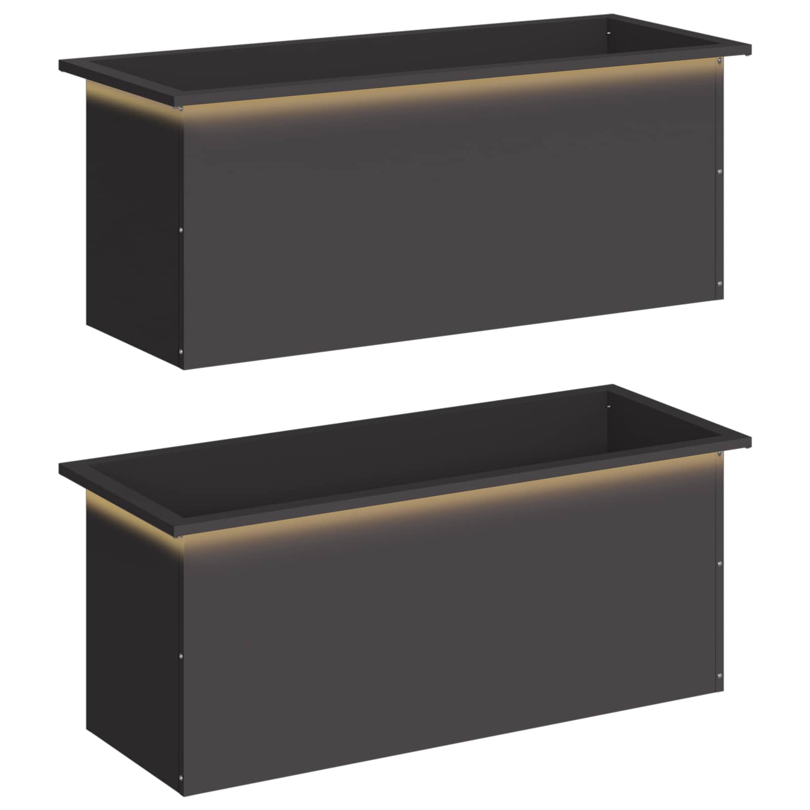 Fioriera da giardino con LED 2 pz Nero 40 x 100 x 40 cm Acciaio