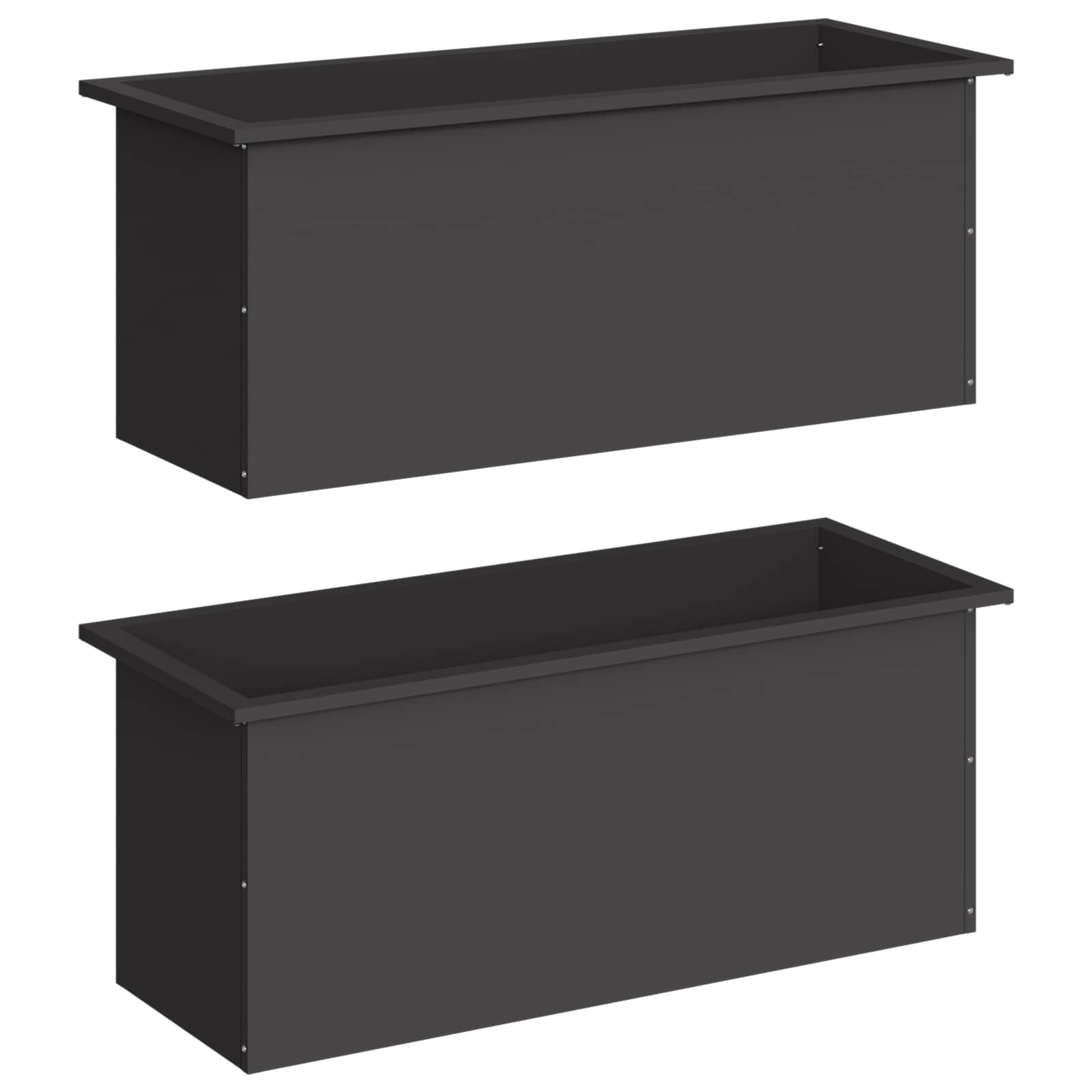 Fioriera da giardino con LED 2 pz Nero 40 x 100 x 40 cm Acciaio
