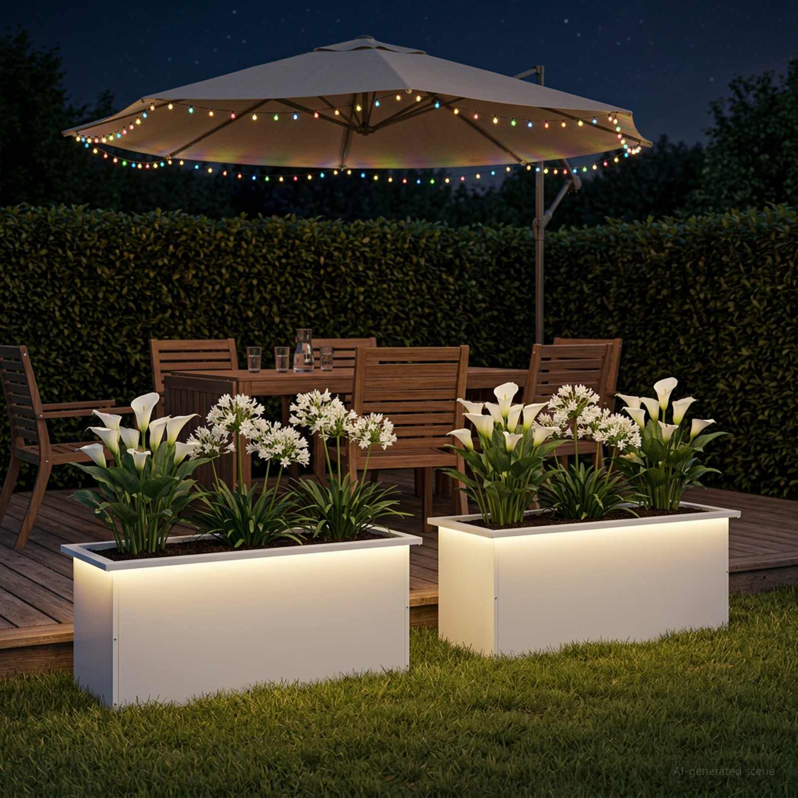 Fioriera da giardino con LED 2 pz Bianco 40 x 100 x 40 cm