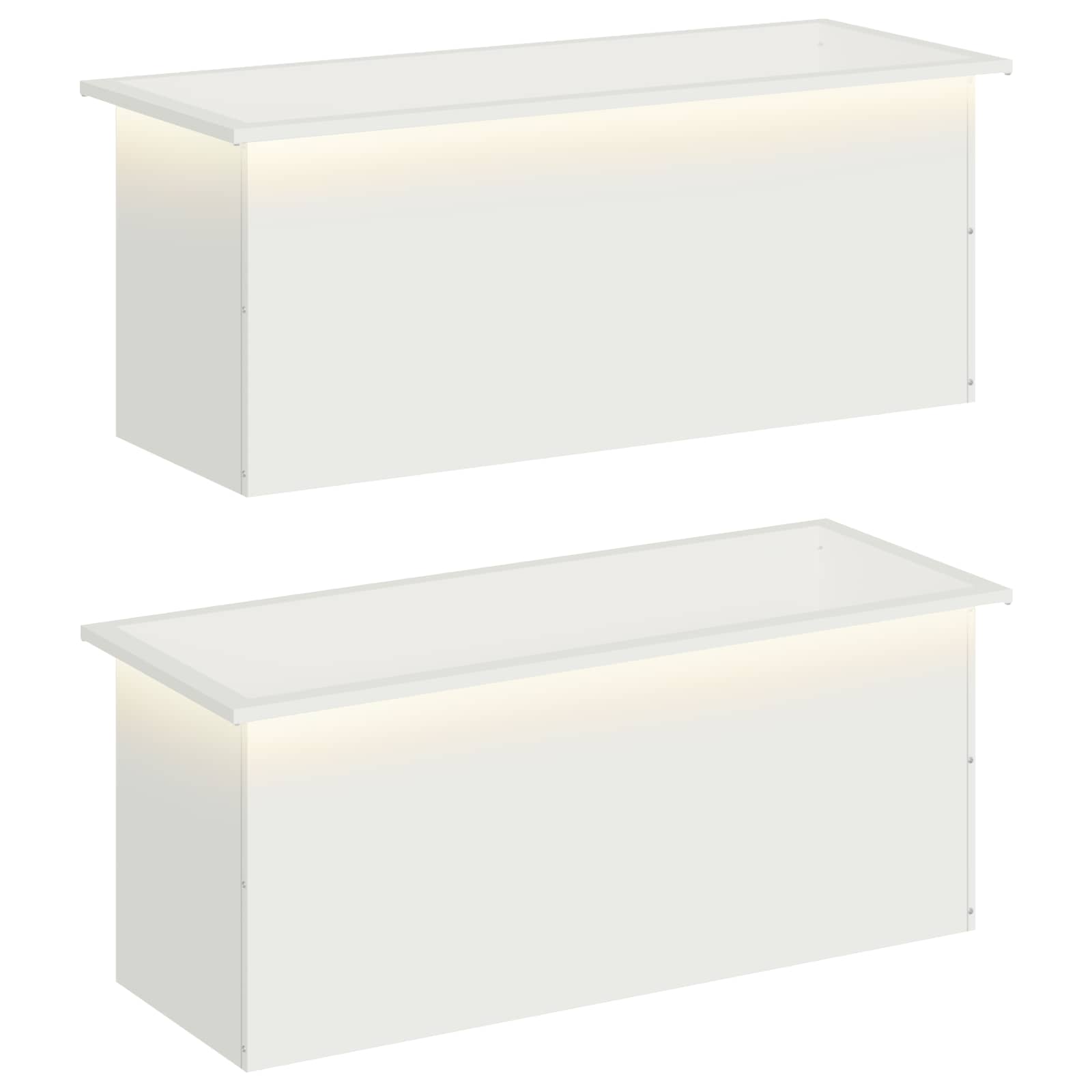 Fioriera da giardino con LED 2 pz Bianco 40 x 100 x 40 cm