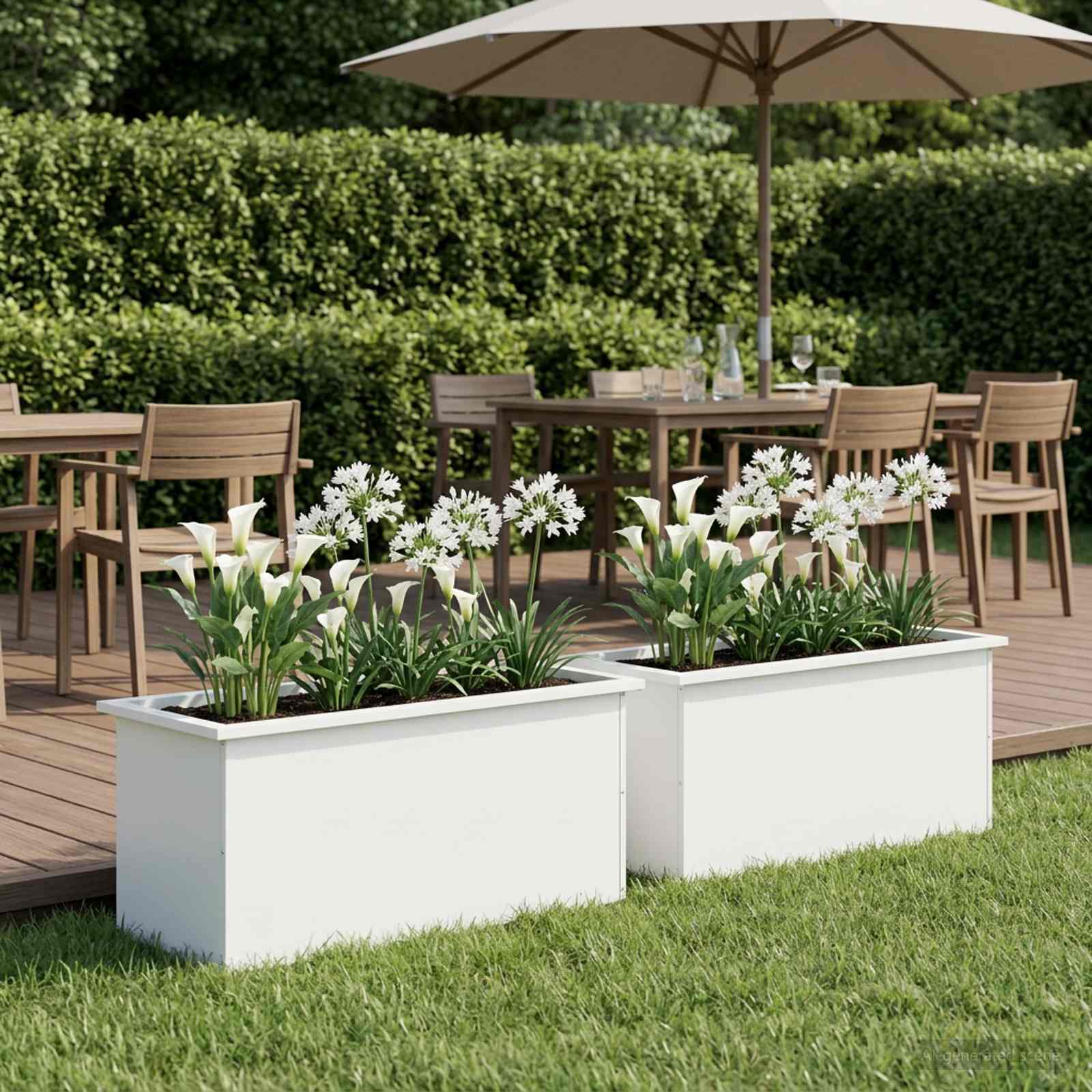 Fioriera da giardino con LED 2 pz Bianco 40 x 100 x 40 cm