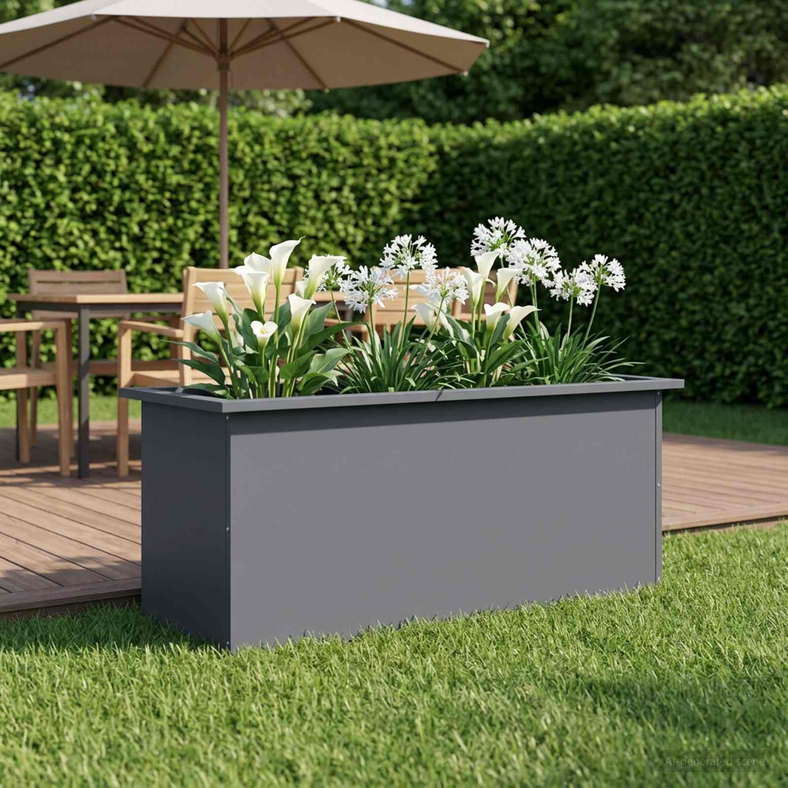 Fioriera da giardino con LED Antracite 40 x 100 x 40 cm Acciaio