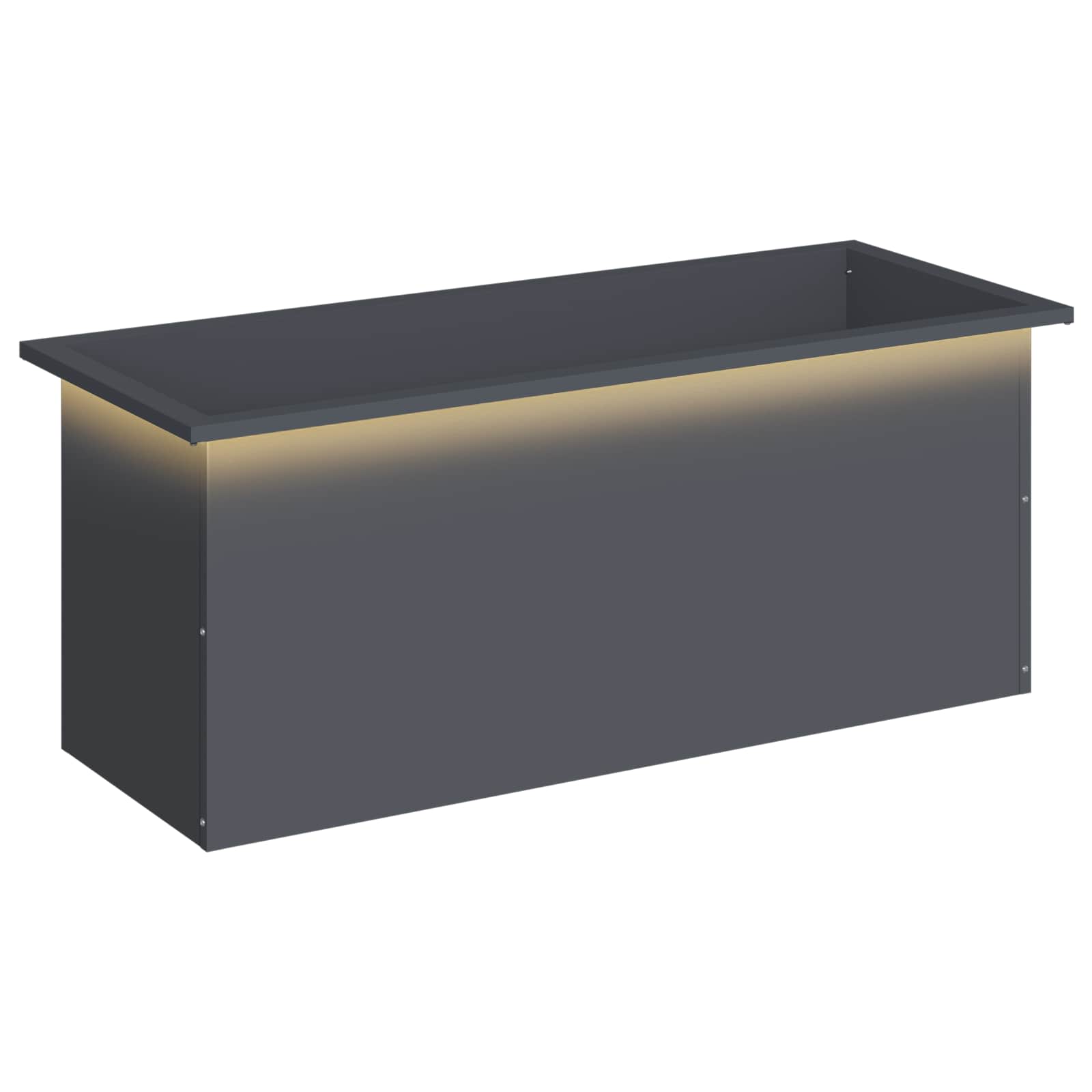 Fioriera da giardino con LED Antracite 40 x 100 x 40 cm Acciaio