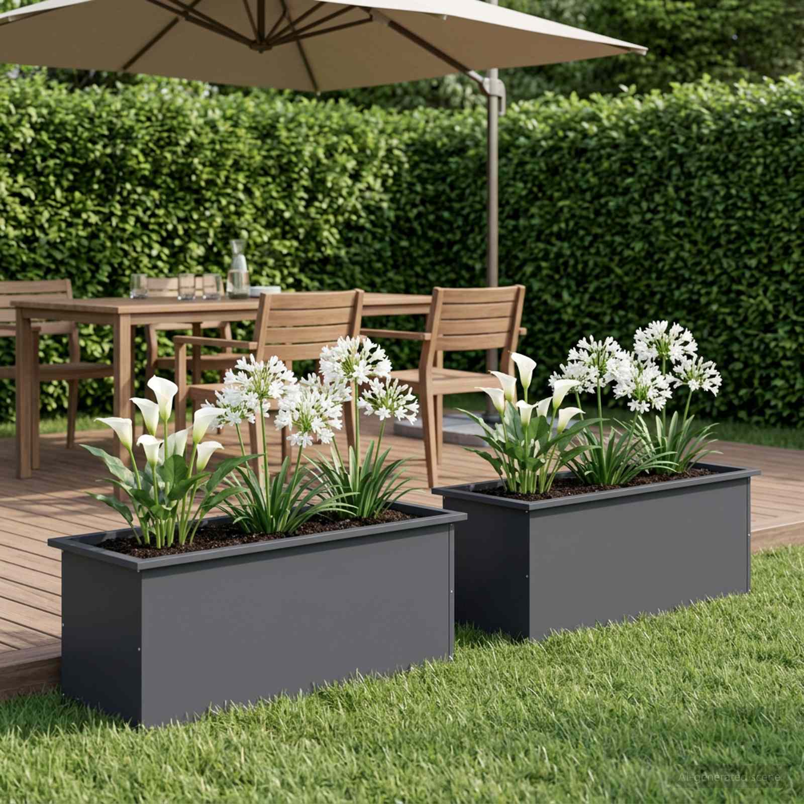 Fioriera da giardino con LED 2 pz Antracite 40 x 100 x 40 cm