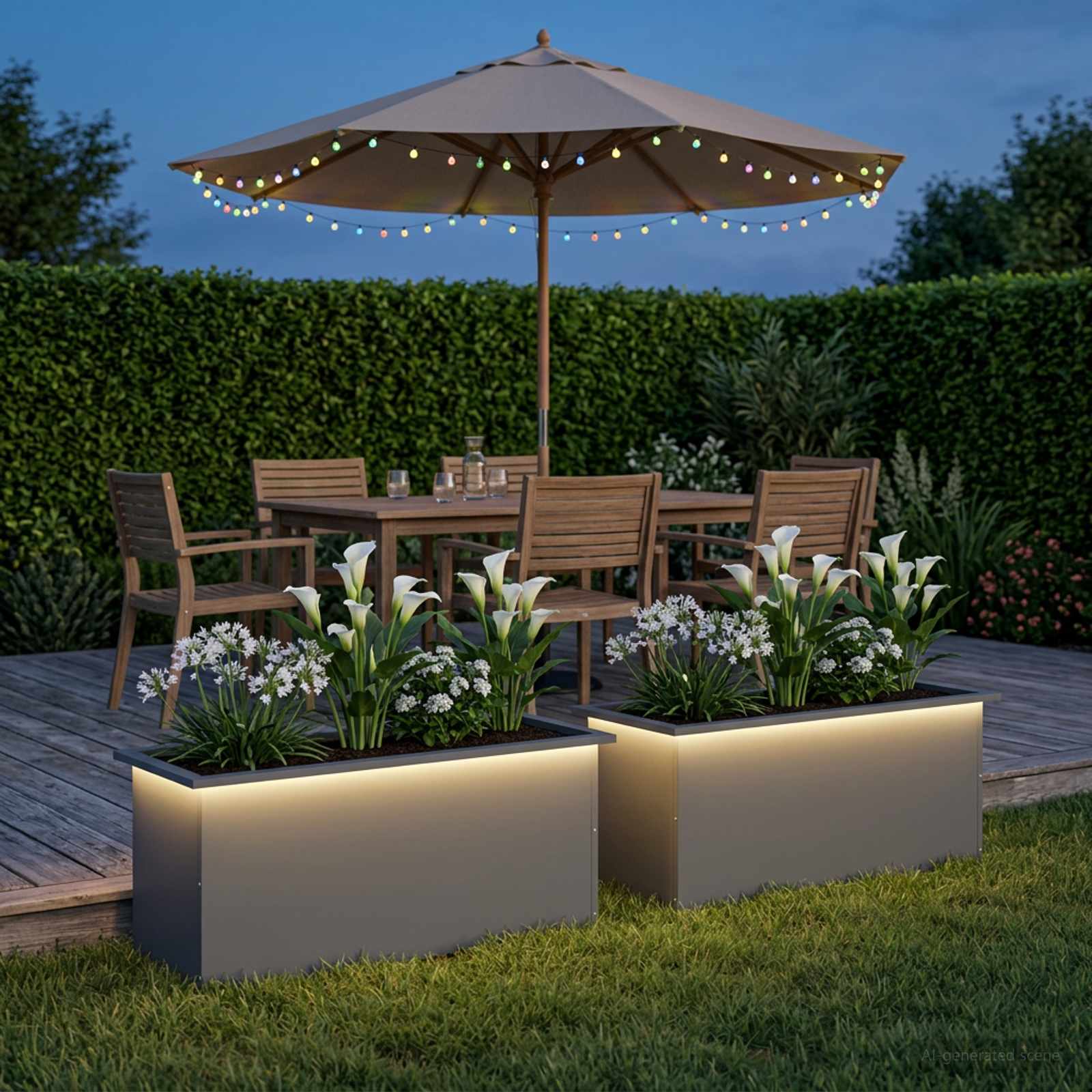 Fioriera da giardino con LED 2 pz Antracite 40 x 100 x 40 cm