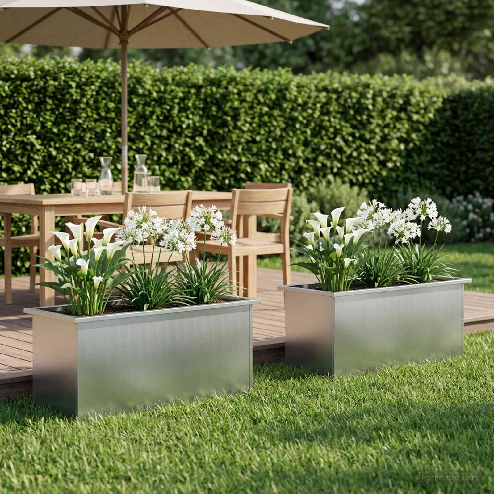 Fioriera da giardino con LED 2 pz Argento 40 x 100 x 40 cm