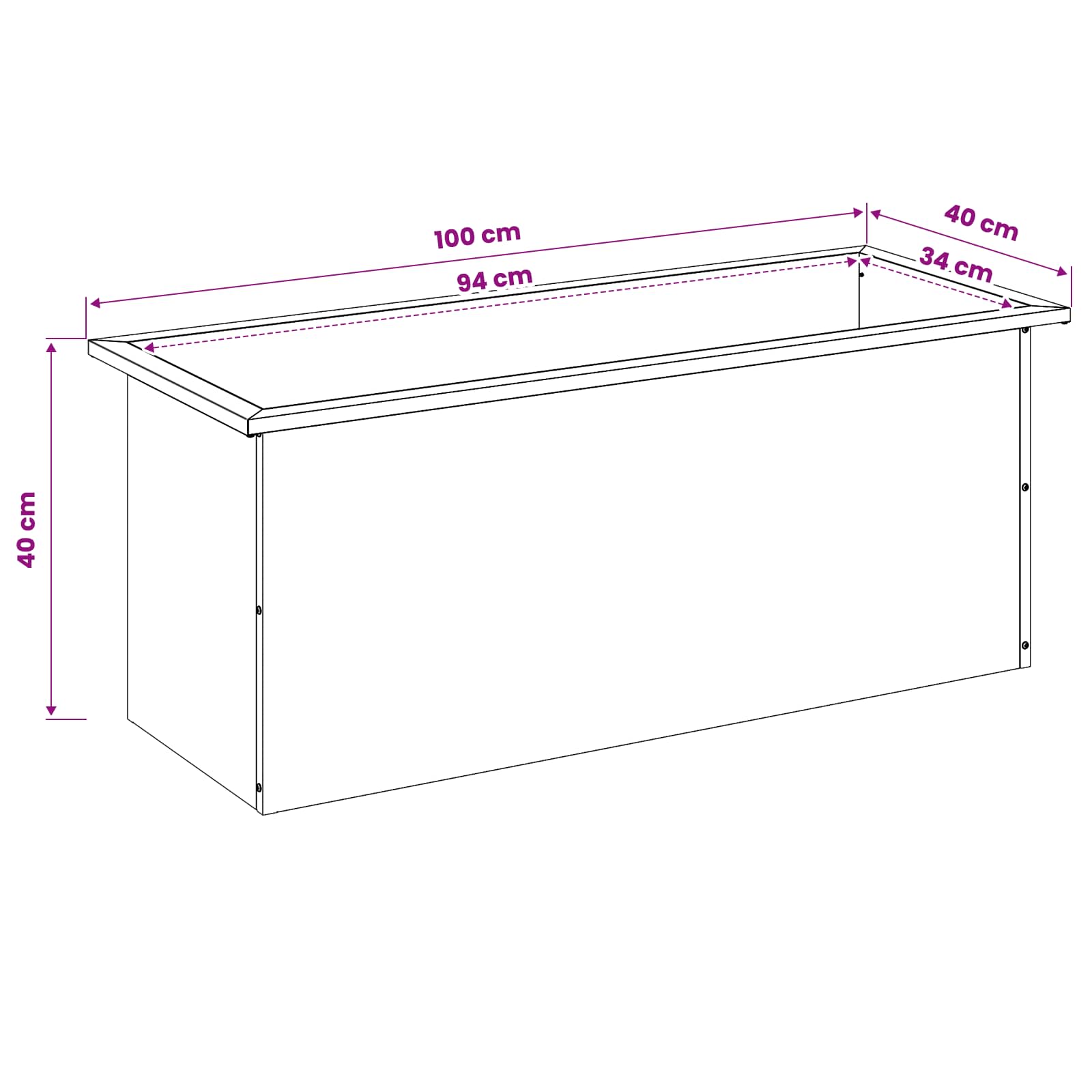 Fioriera da giardino con LED 2 pz Ruggine 40 x 100 x 40 cm