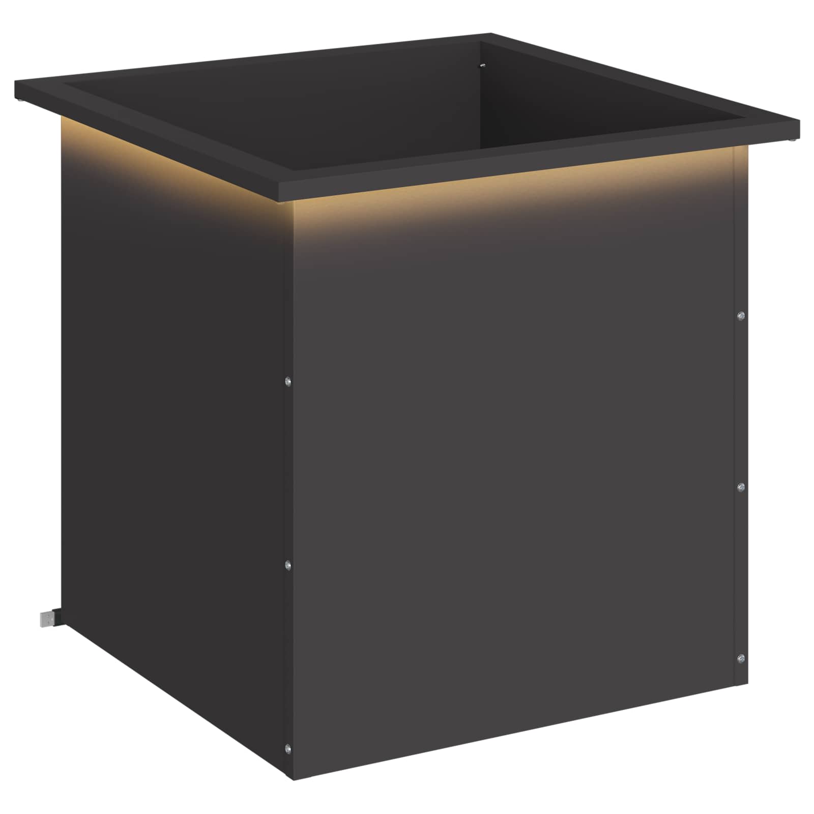 Fioriera da giardino con LED Nero 50 x 50 x 48 cm Acciaio