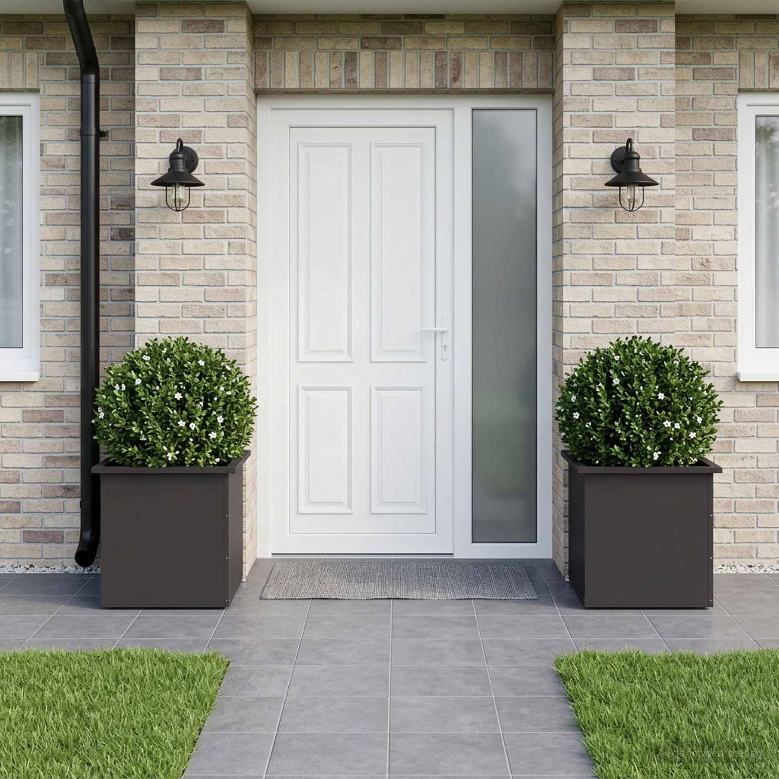 Fioriera da giardino con LED 2 pz Nero 50 x 50 x 48 cm Acciaio