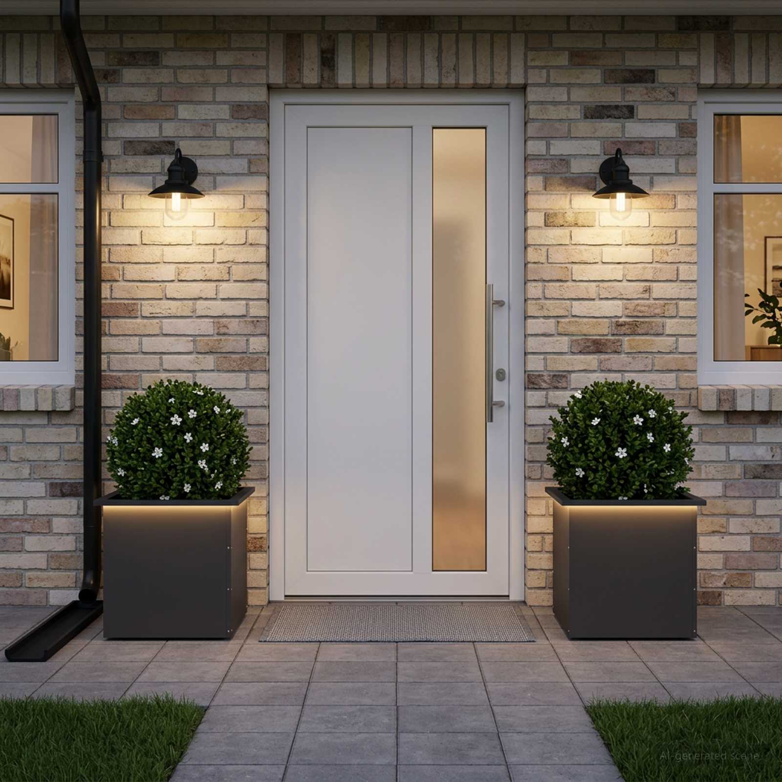 Fioriera da giardino con LED 2 pz Nero 50 x 50 x 48 cm Acciaio