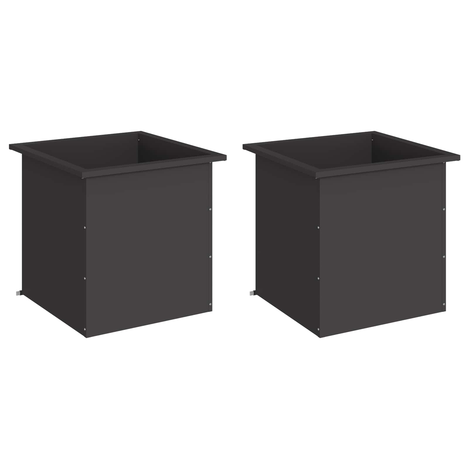 Fioriera da giardino con LED 2 pz Nero 50 x 50 x 48 cm Acciaio
