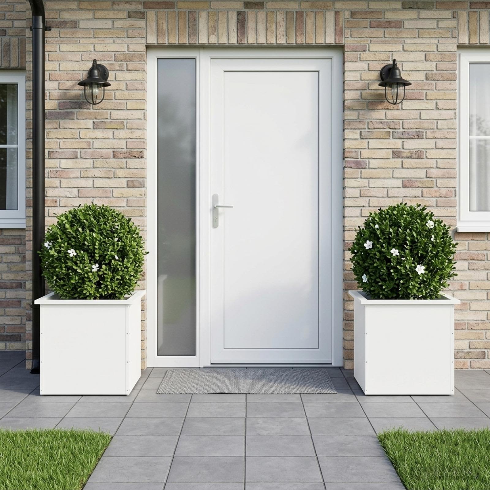 Fioriera da giardino con LED 2 pz Bianco 50 x 50 x 48 cm