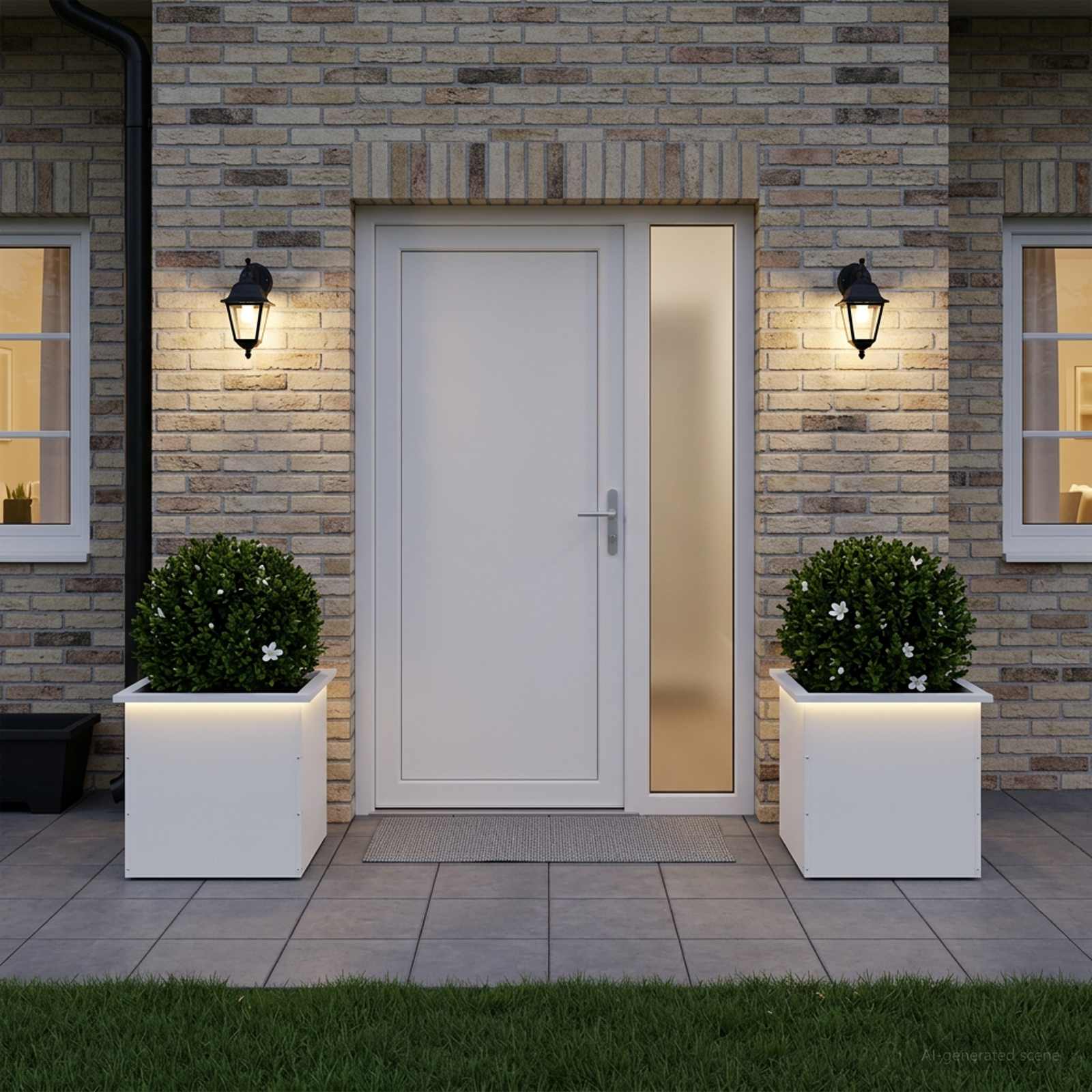 Fioriera da giardino con LED 2 pz Bianco 50 x 50 x 48 cm