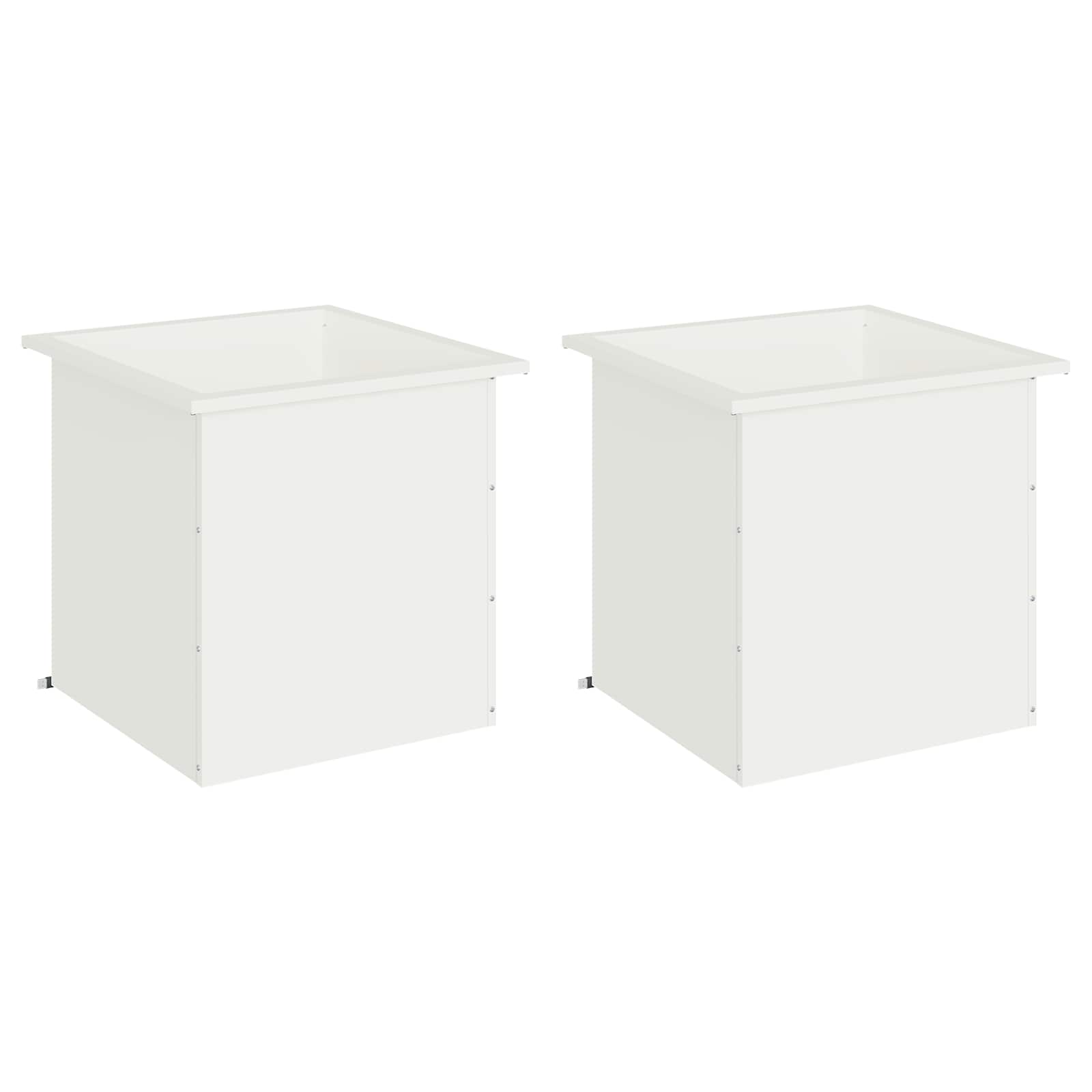 Fioriera da giardino con LED 2 pz Bianco 50 x 50 x 48 cm