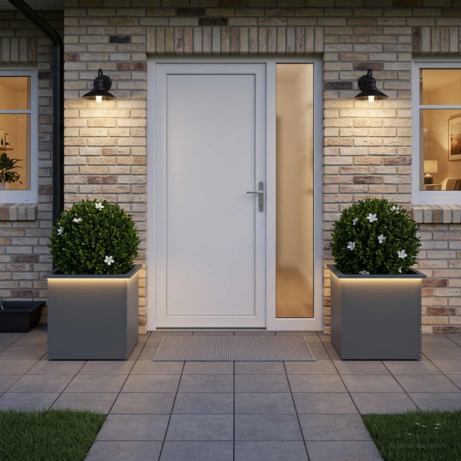 Fioriera da giardino con LED 2 pz Antracite 50 x 50 x 48 cm