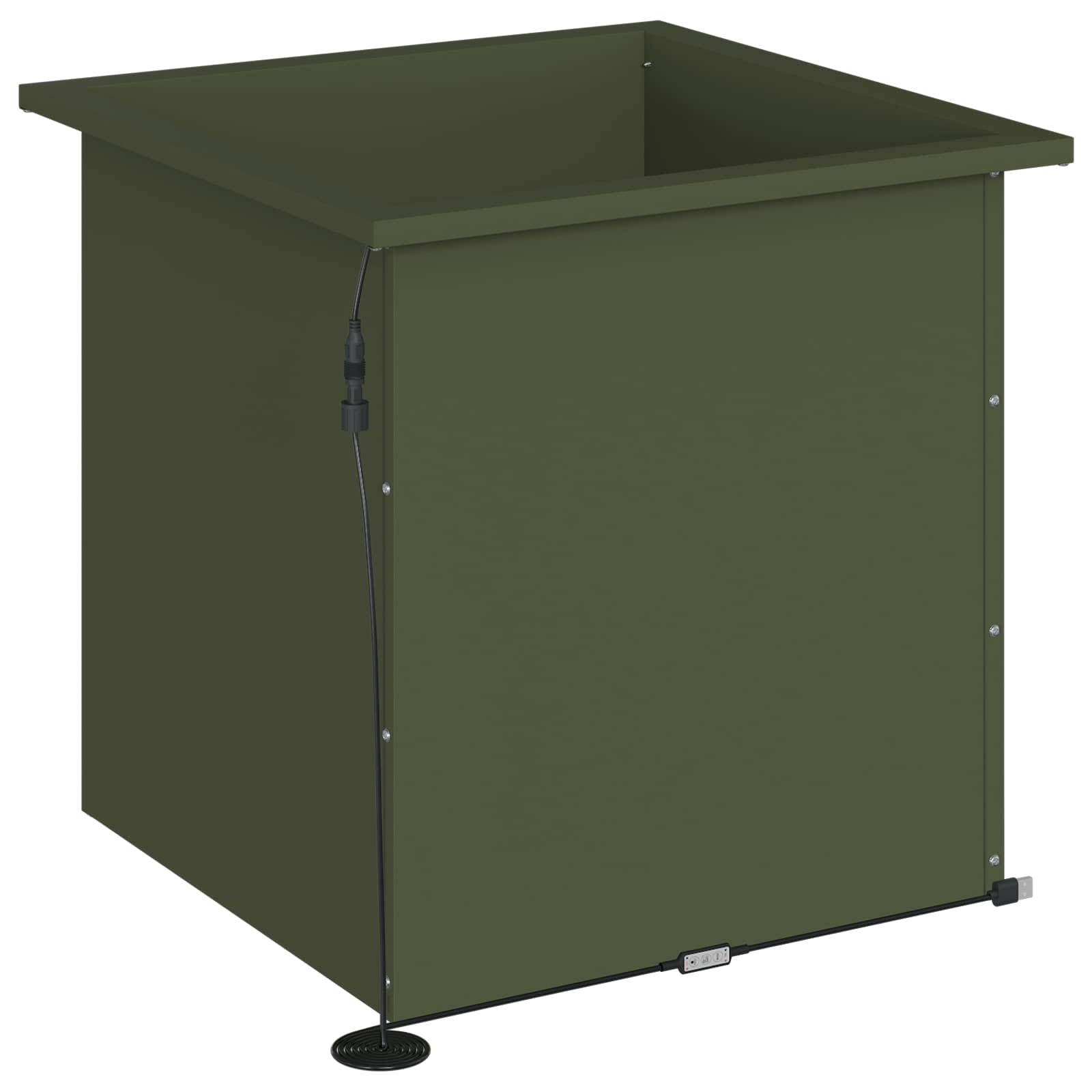 Fioriera da giardino con LED 2 pz Verde Oliva 50 x 50 x 48 cm