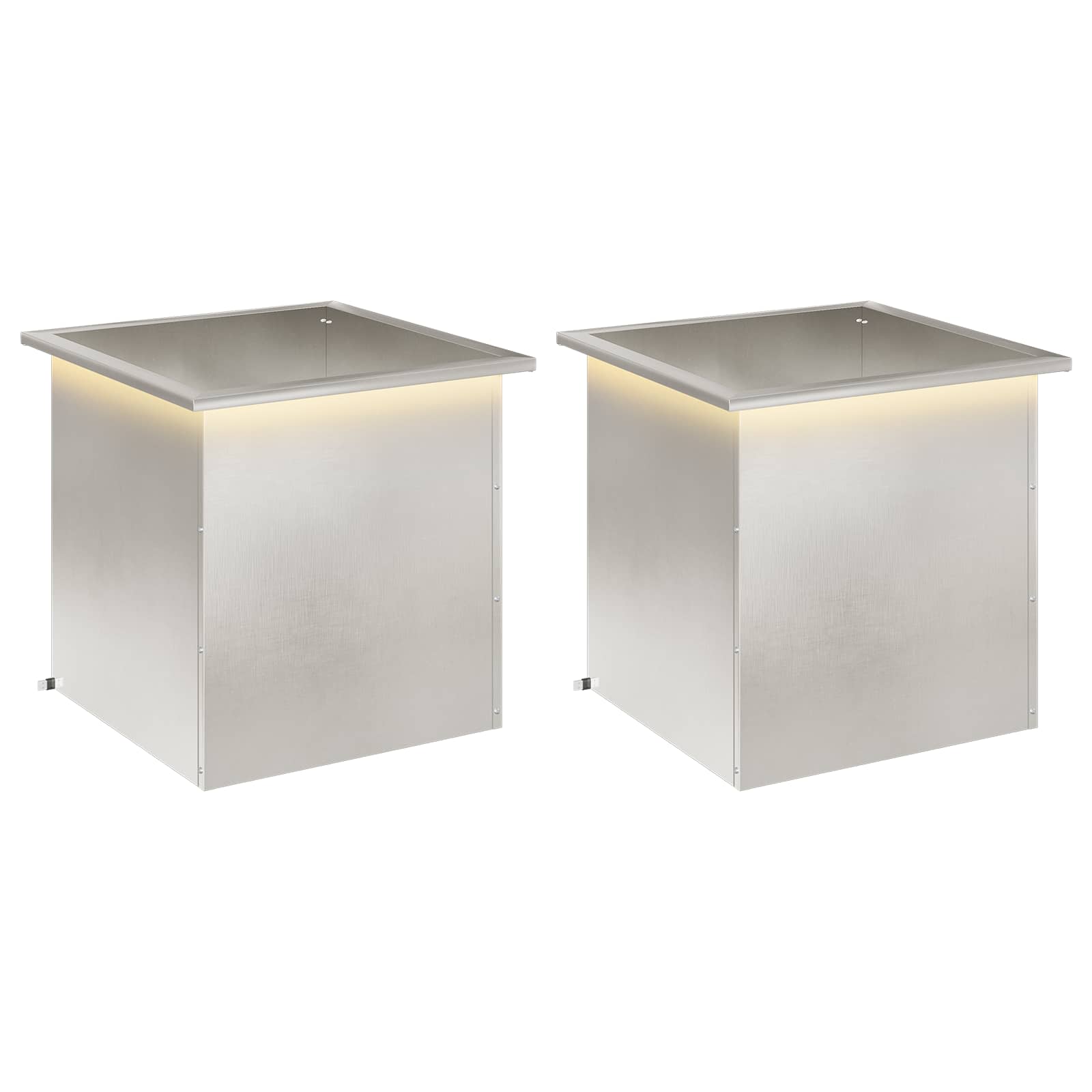 Fioriera da giardino con LED 2 pz Argento 50 x 50 x 48 cm