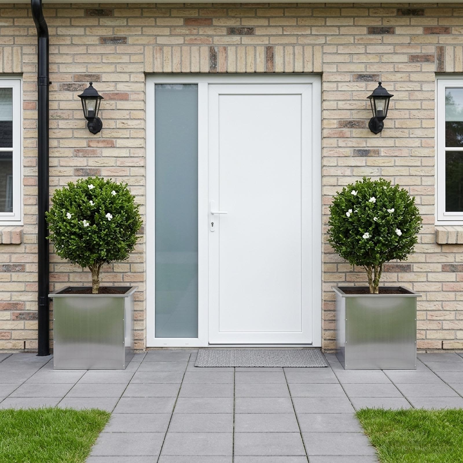 Fioriera da giardino con LED 2 pz Argento 50 x 50 x 48 cm