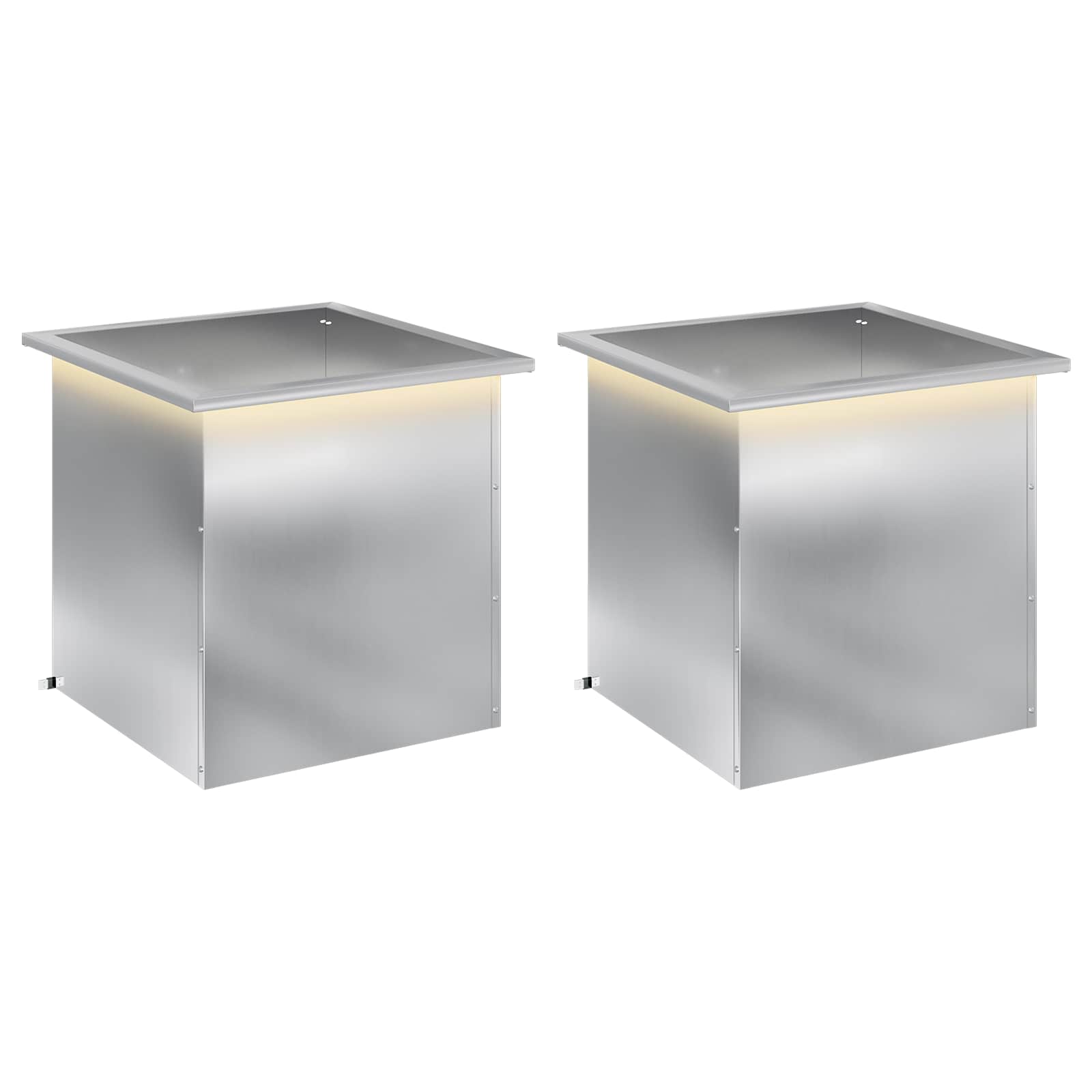 Fioriera da giardino con LED 2 pz Argento 50 x 50 x 48 cm