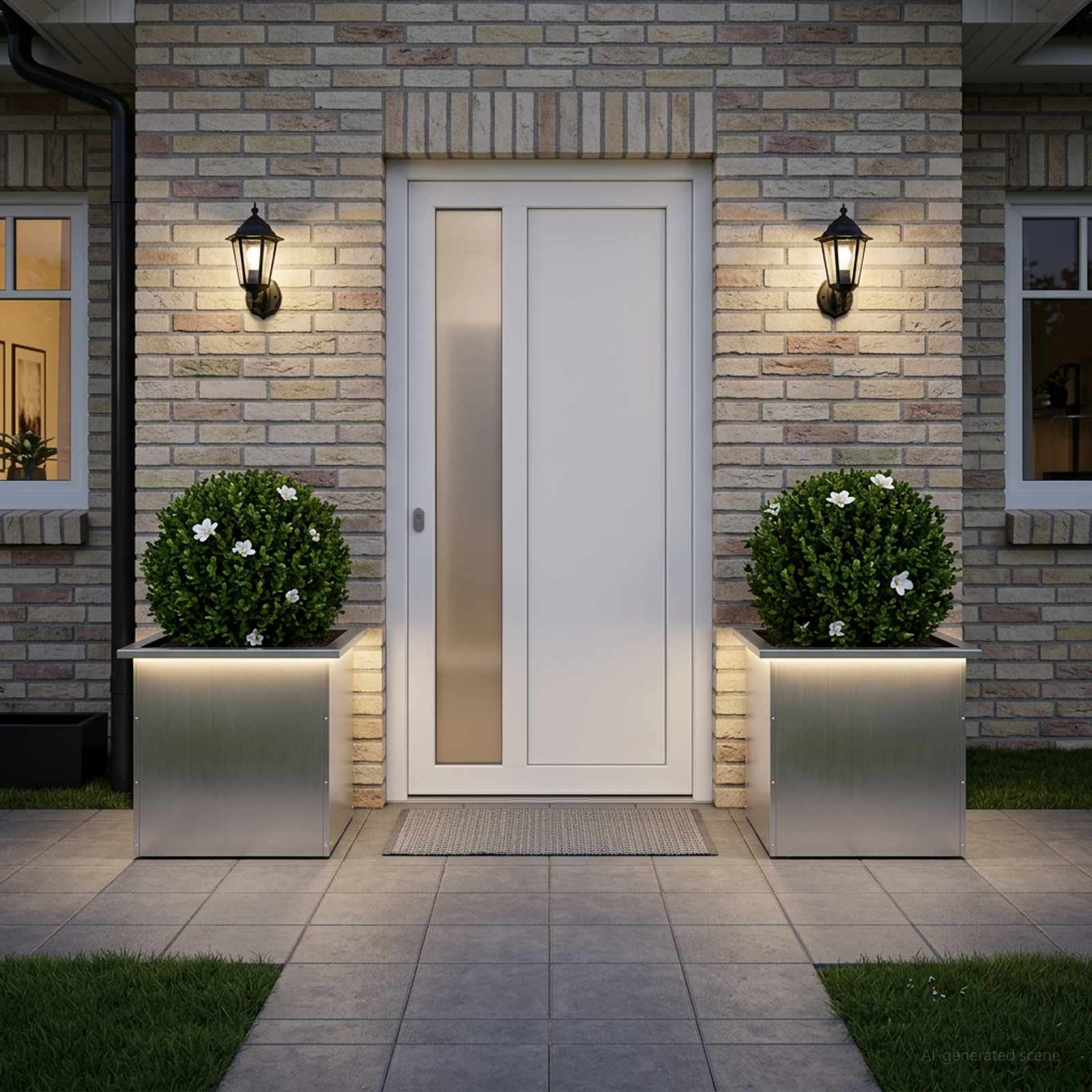 Fioriera da giardino con LED 2 pz Argento 50 x 50 x 48 cm