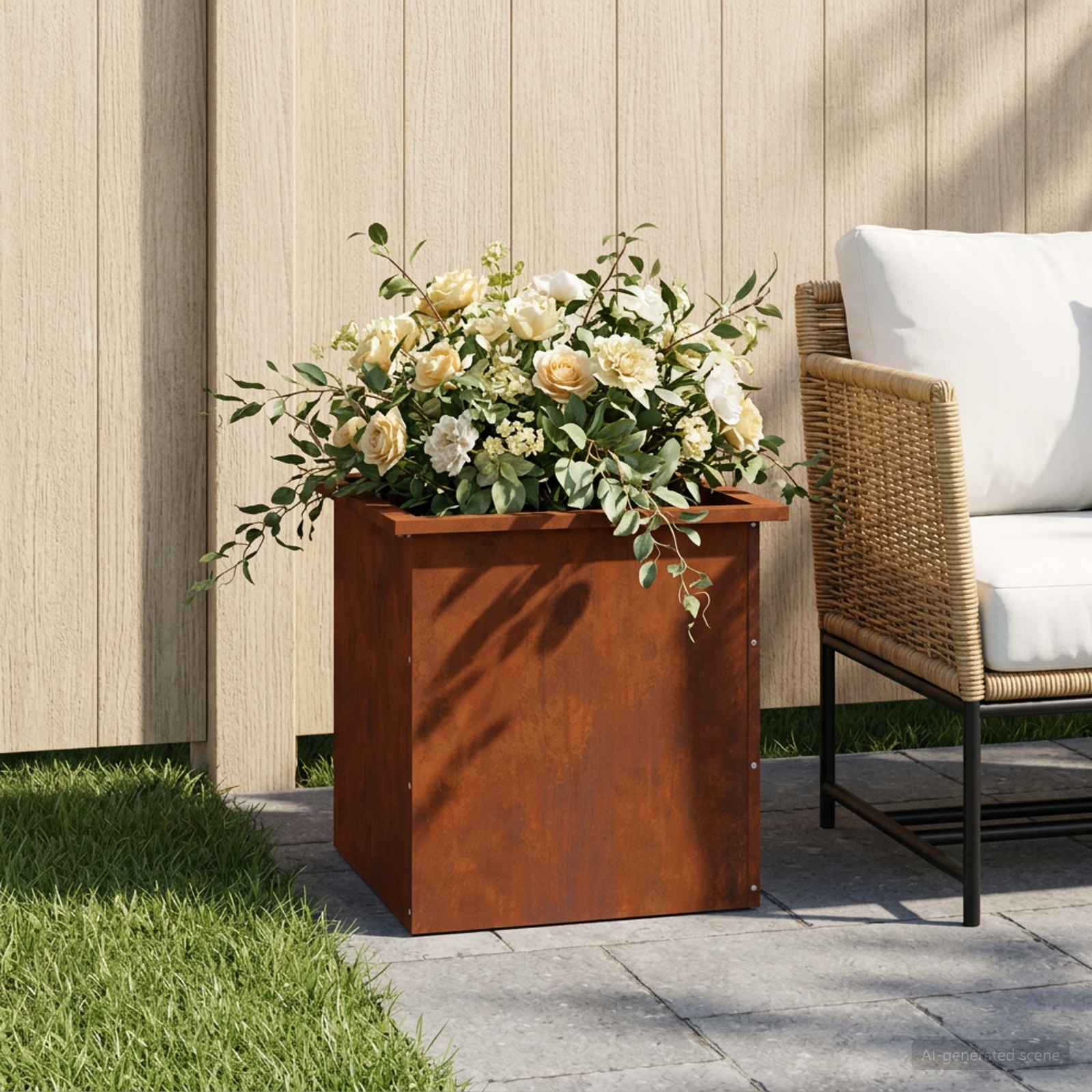 Fioriera da giardino con LED Ruggine 50 x 50 x 48 cm