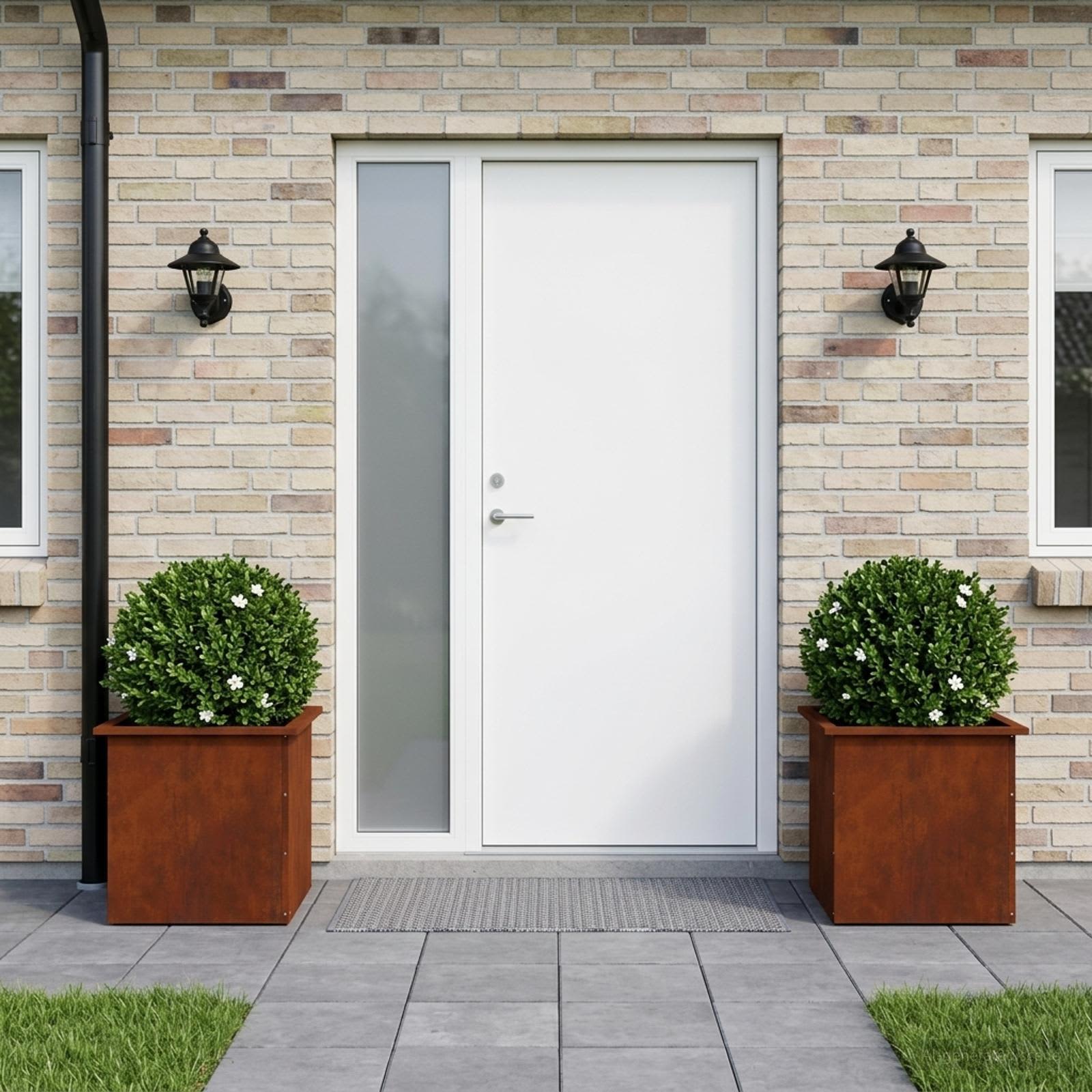 Fioriera da giardino con LED 2 pz Ruggine 50 x 50 x 48 cm