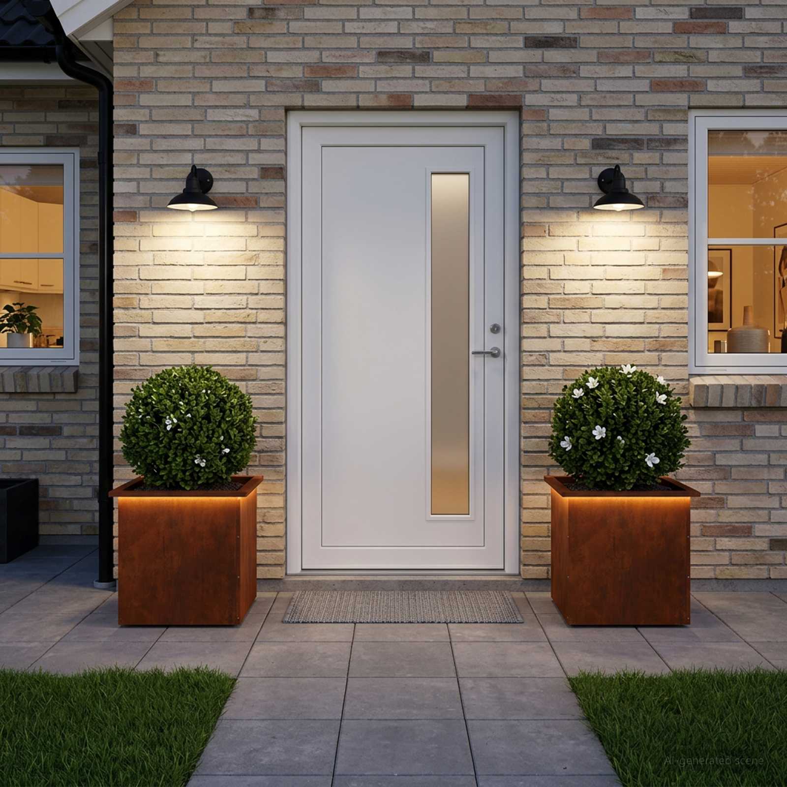 Fioriera da giardino con LED 2 pz Ruggine 50 x 50 x 48 cm
