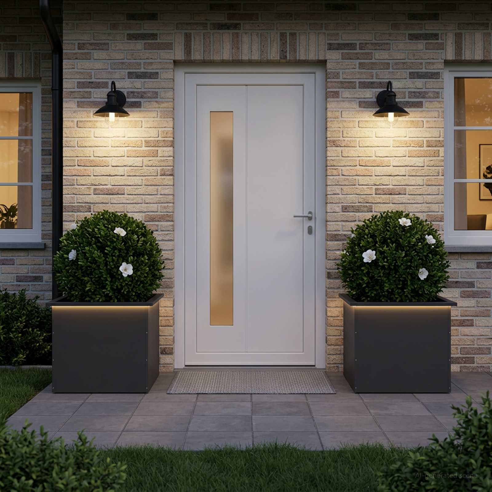 Fioriera da giardino con LED 2 pz Nero 50 x 60 x 48 cm Acciaio