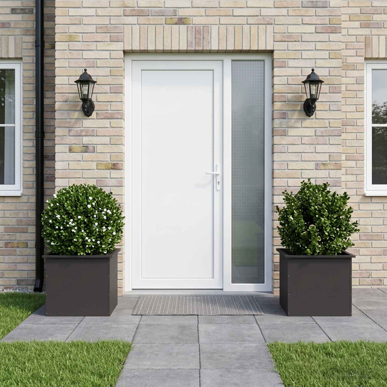 Fioriera da giardino con LED 2 pz Nero 50 x 60 x 48 cm Acciaio