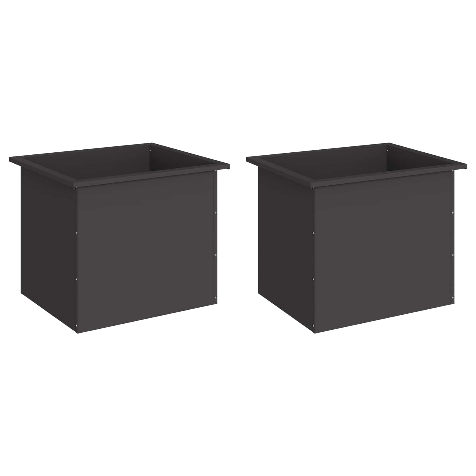 Fioriera da giardino con LED 2 pz Nero 50 x 60 x 48 cm Acciaio