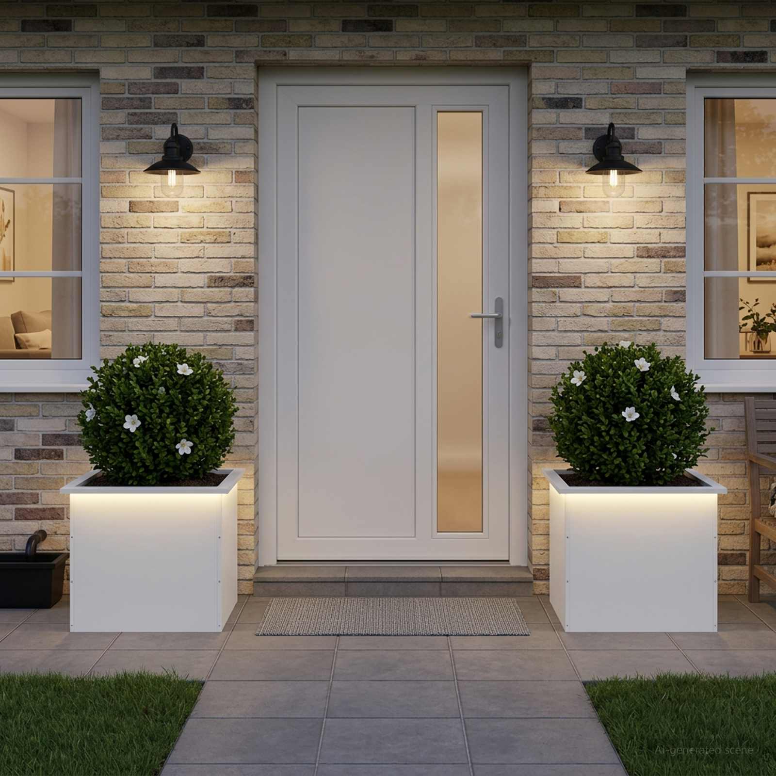 Fioriera da giardino con LED 2 pz Bianco 50 x 60 x 48 cm