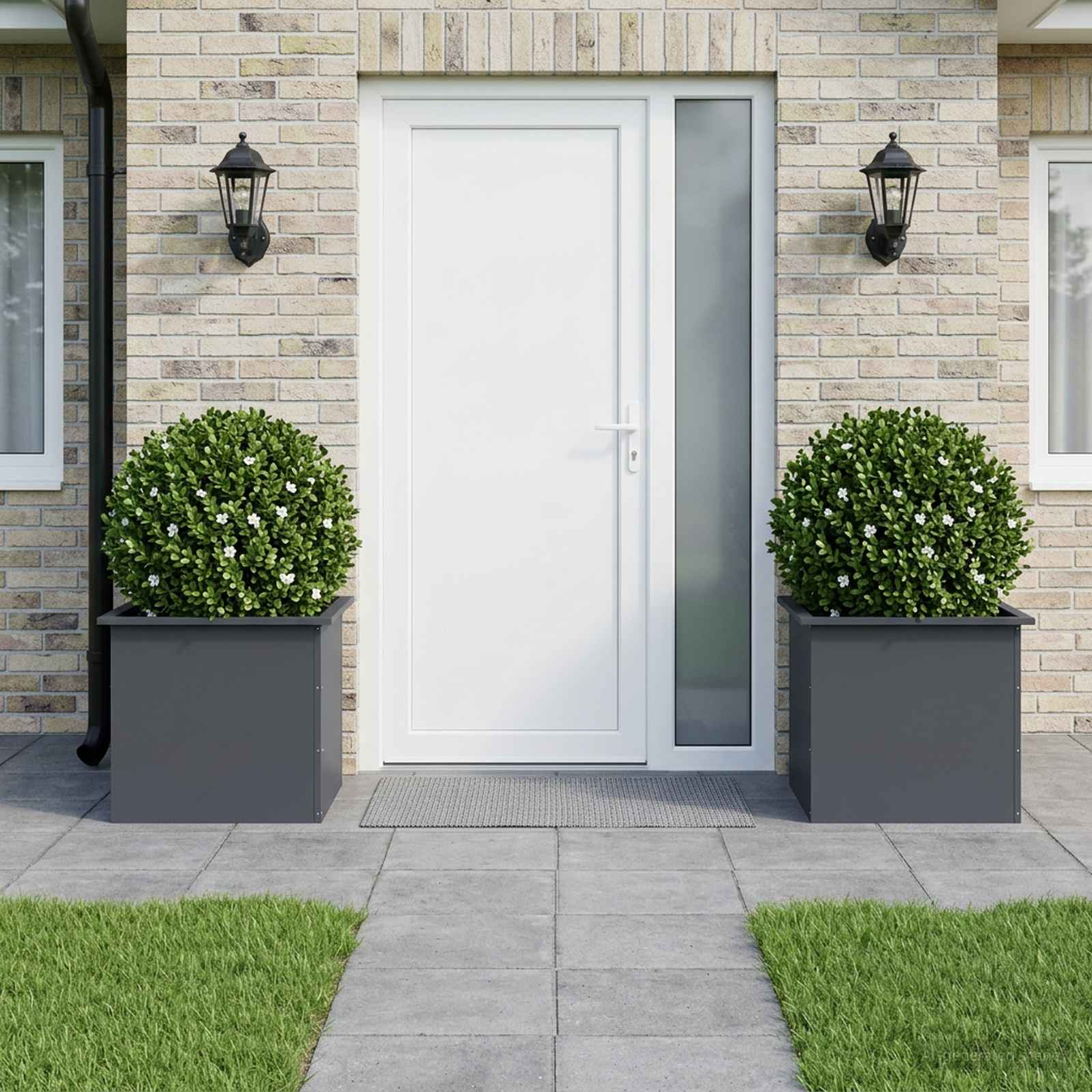 Fioriera da giardino con LED 2 pz Antracite 50 x 60 x 48 cm