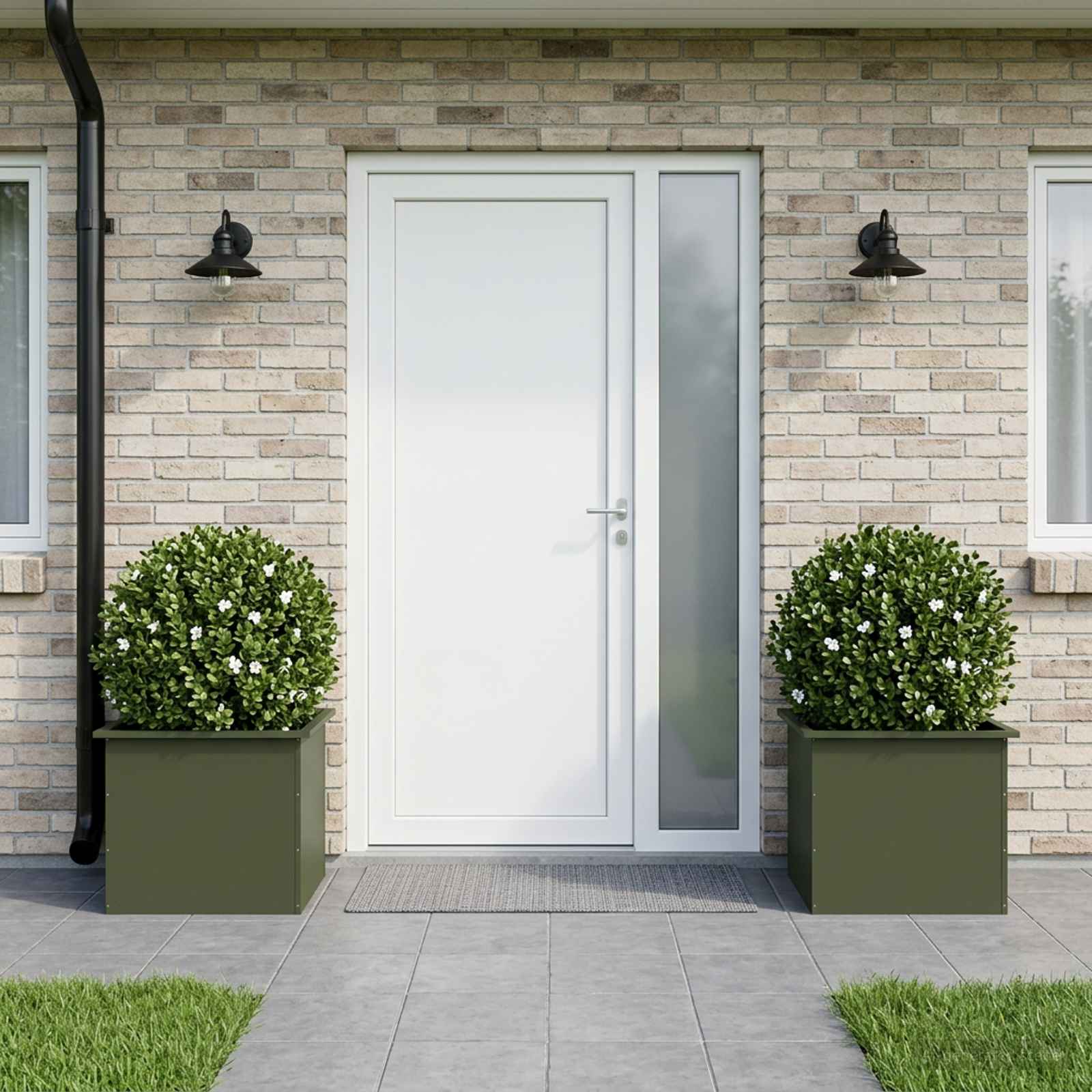 Fioriera da giardino con LED 2 pz Verde Oliva 50 x 60 x 48 cm