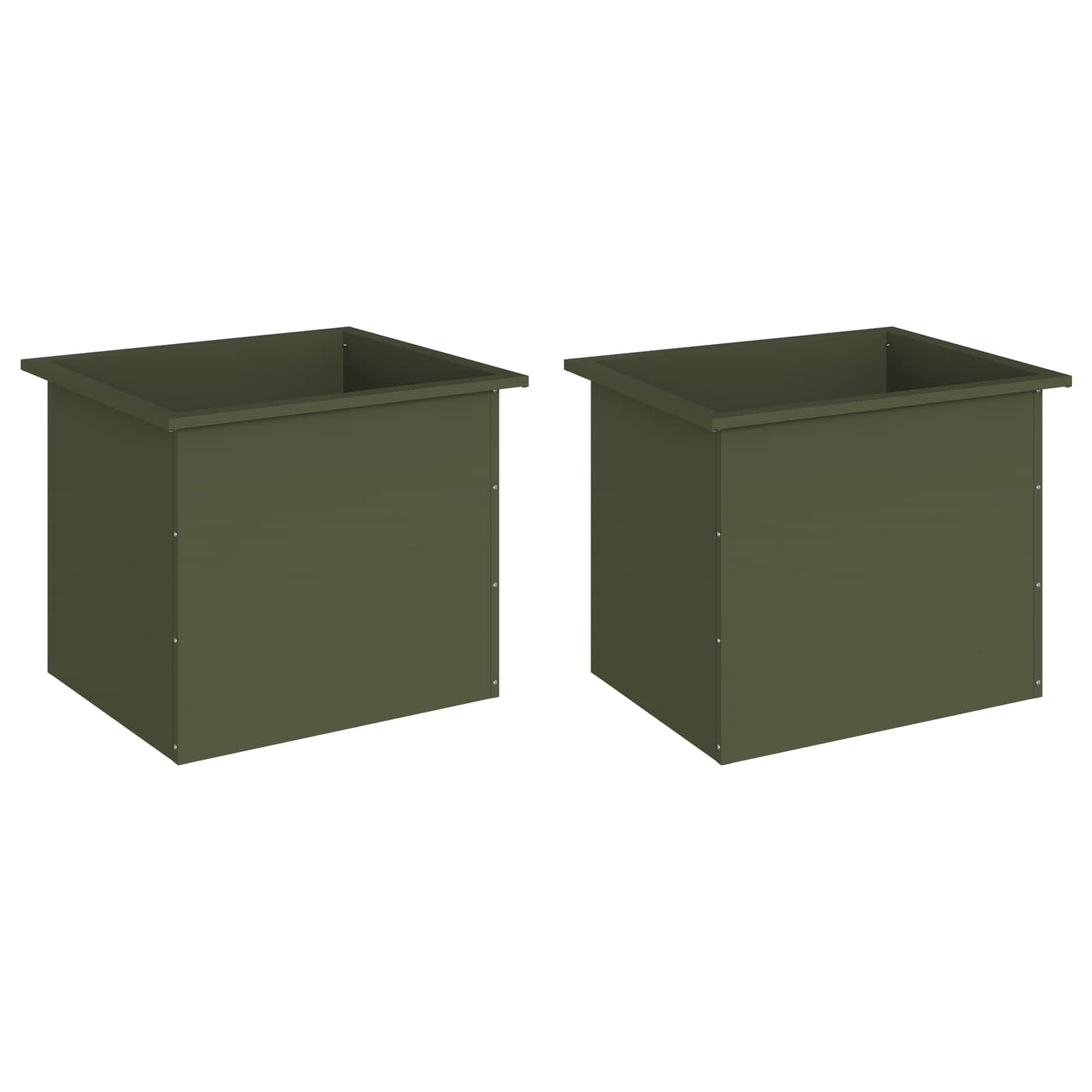Fioriera da giardino con LED 2 pz Verde Oliva 50 x 60 x 48 cm