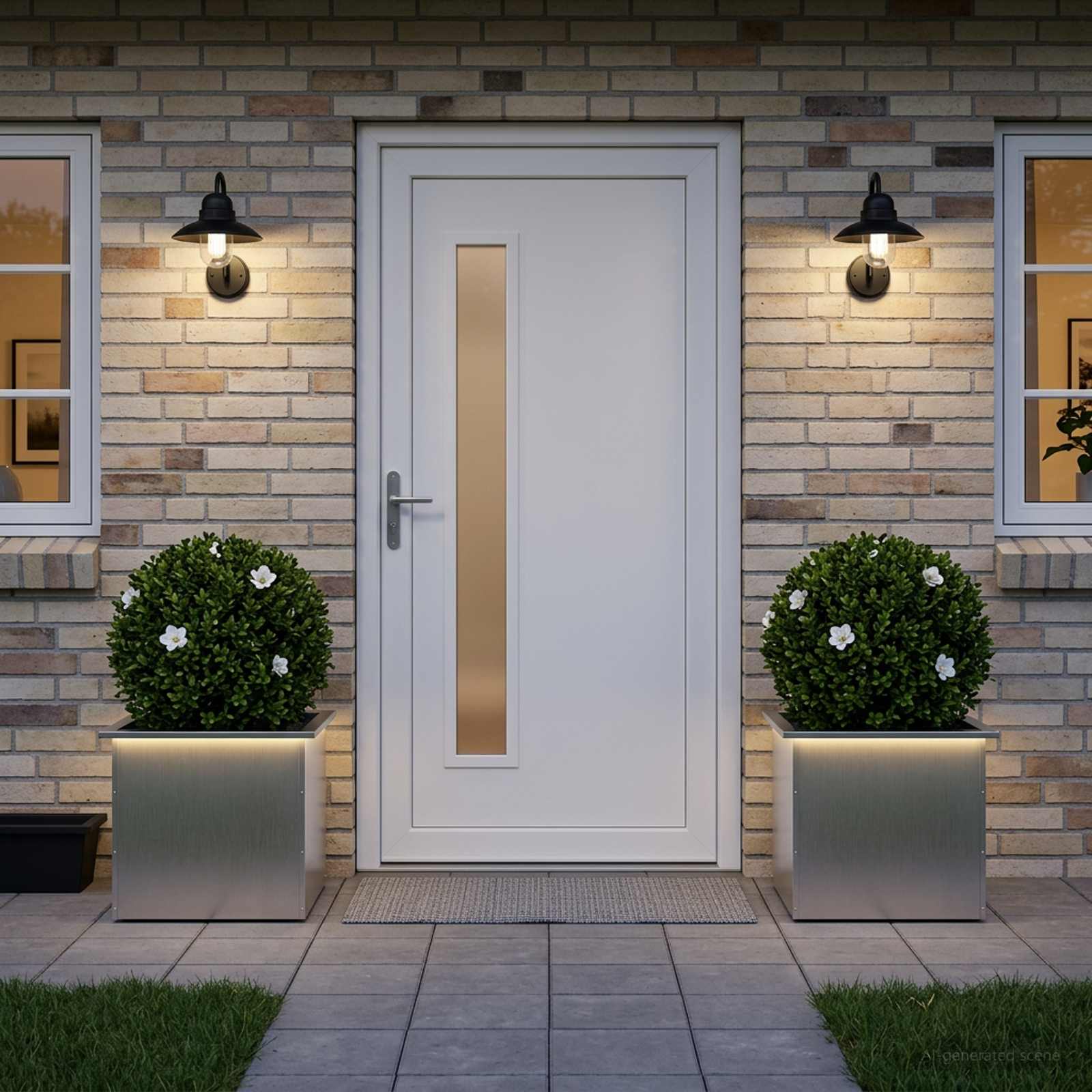Fioriera da giardino con LED 2 pz Argento 50 x 60 x 48 cm
