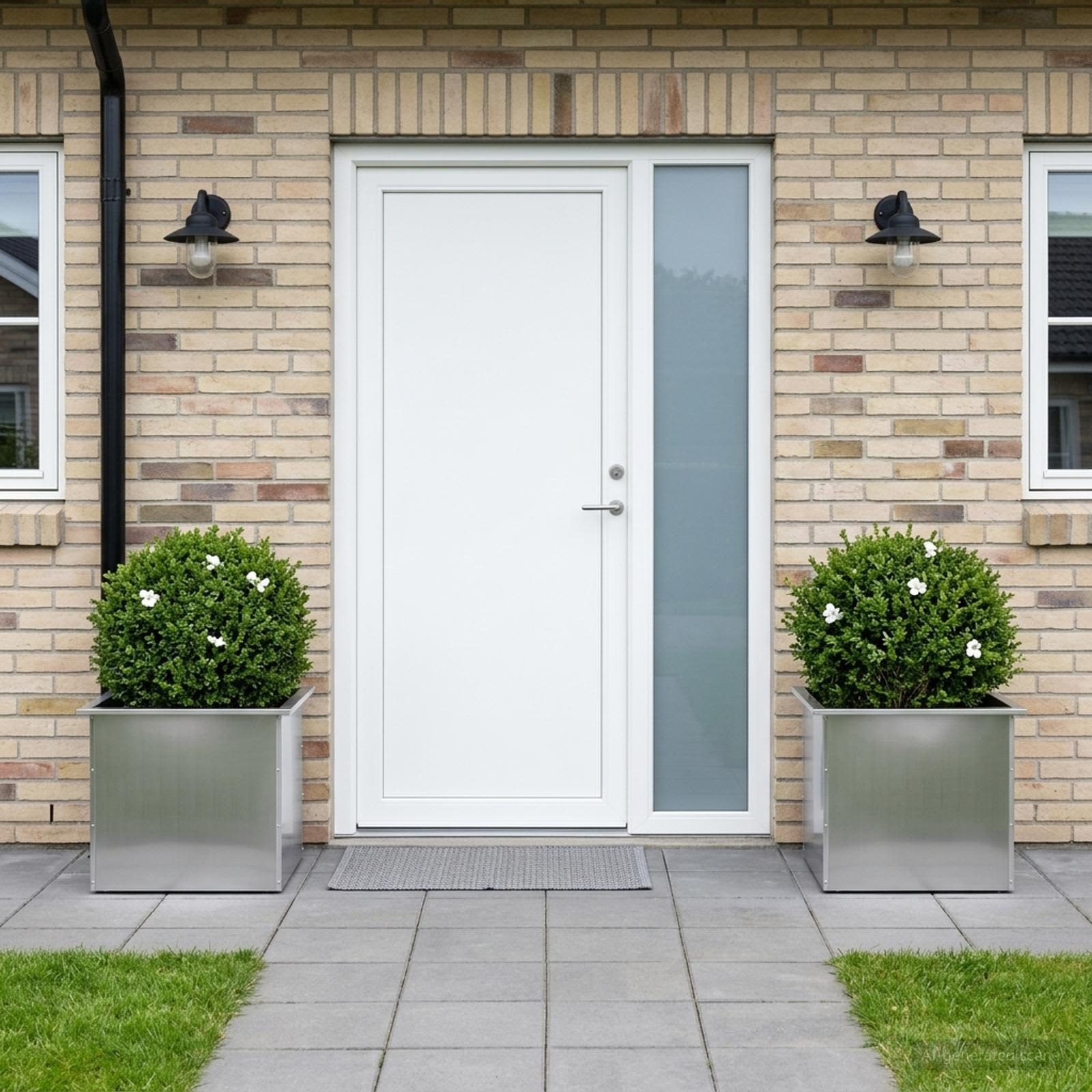 Fioriera da giardino con LED 2 pz Argento 50 x 60 x 48 cm