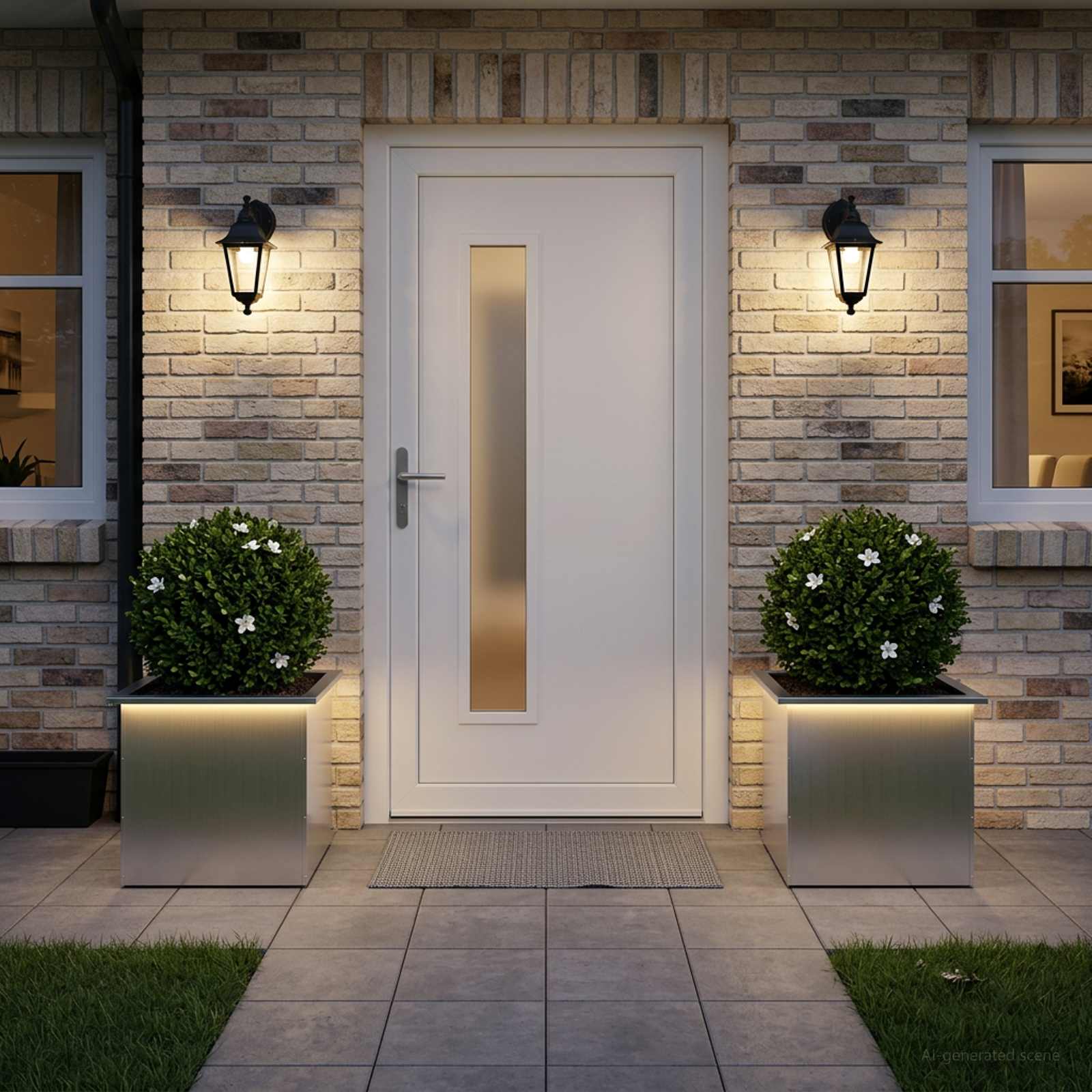Fioriera da giardino con LED 2 pz Argento 50 x 60 x 48 cm