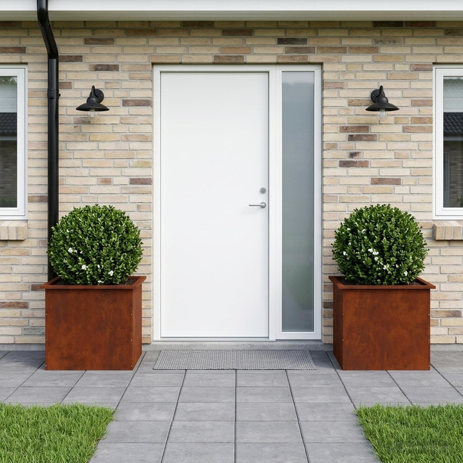 Fioriera da giardino con LED 2 pz Ruggine 50 x 60 x 48 cm