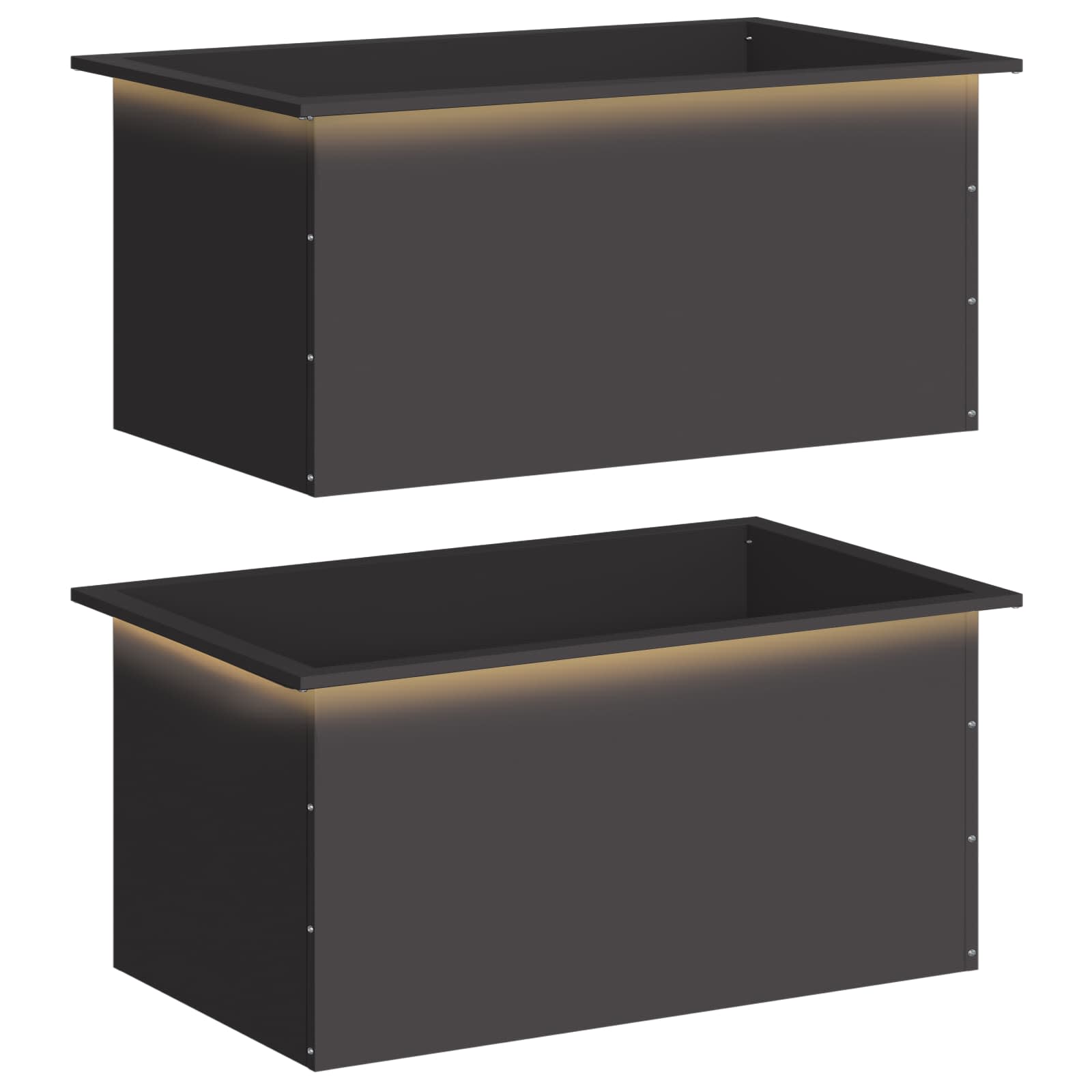 Fioriera da giardino con LED 2 pz Nero 50 x 80 x 48 cm Acciaio