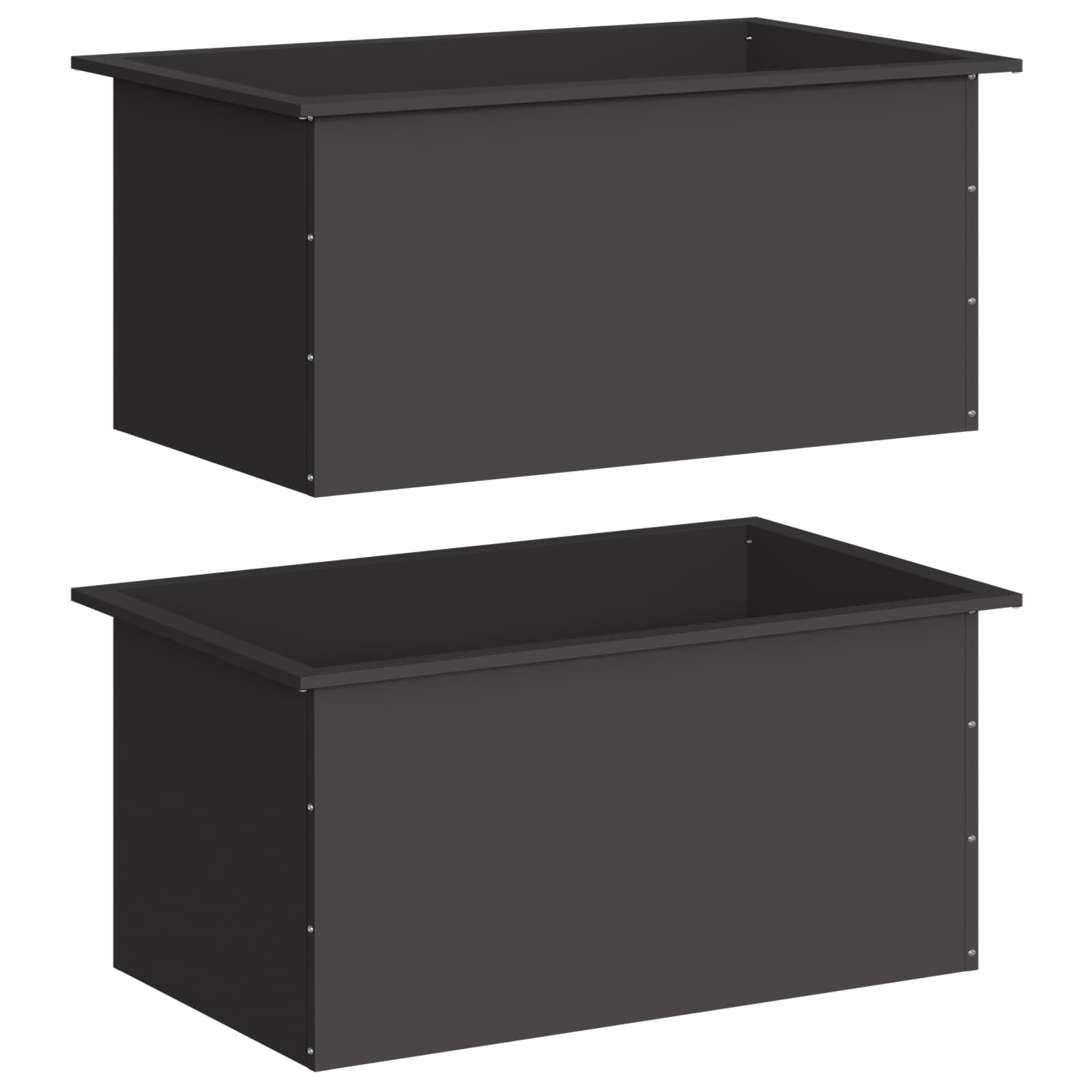 Fioriera da giardino con LED 2 pz Nero 50 x 80 x 48 cm Acciaio