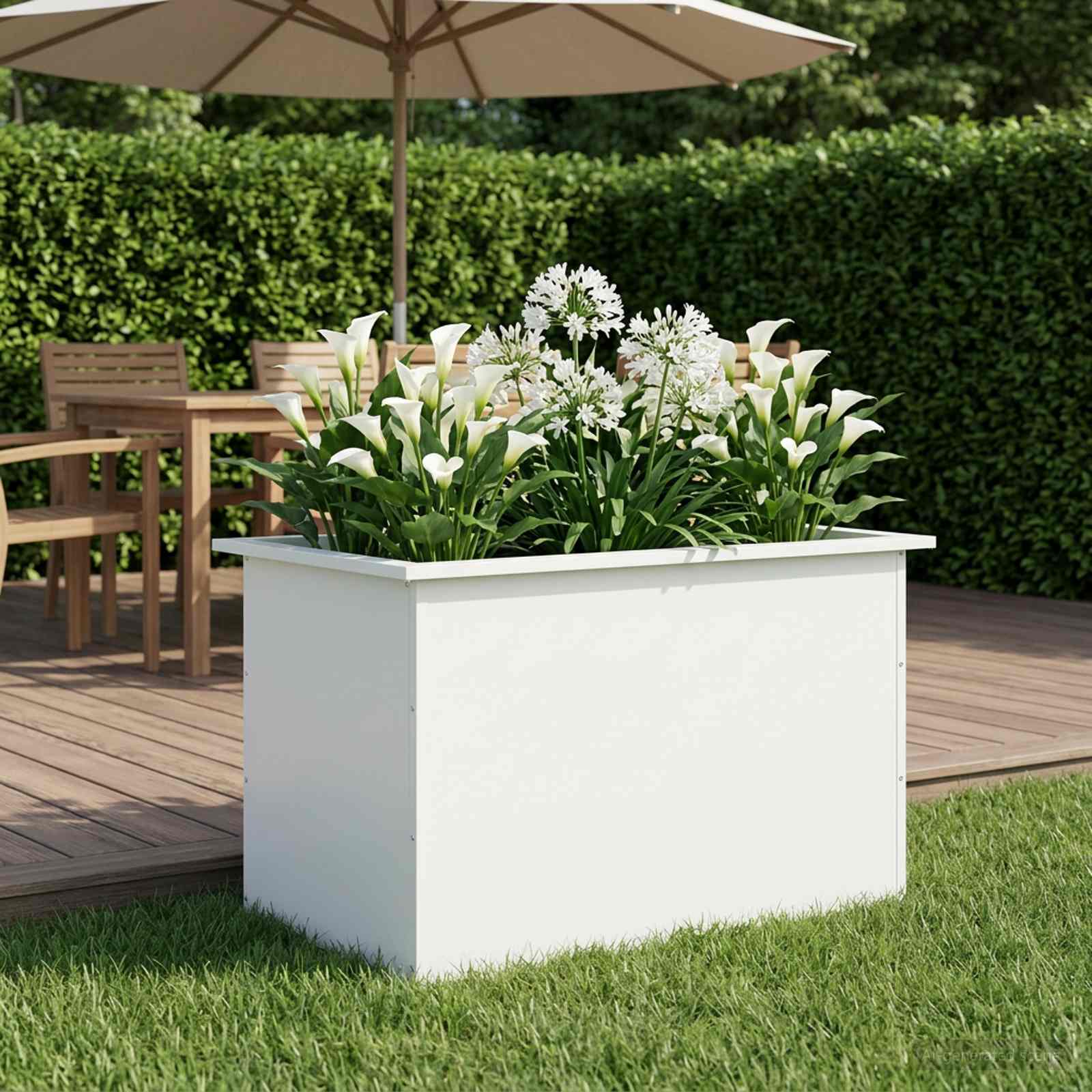 Fioriera da giardino con LED Bianco 50 x 80 x 48 cm Acciaio