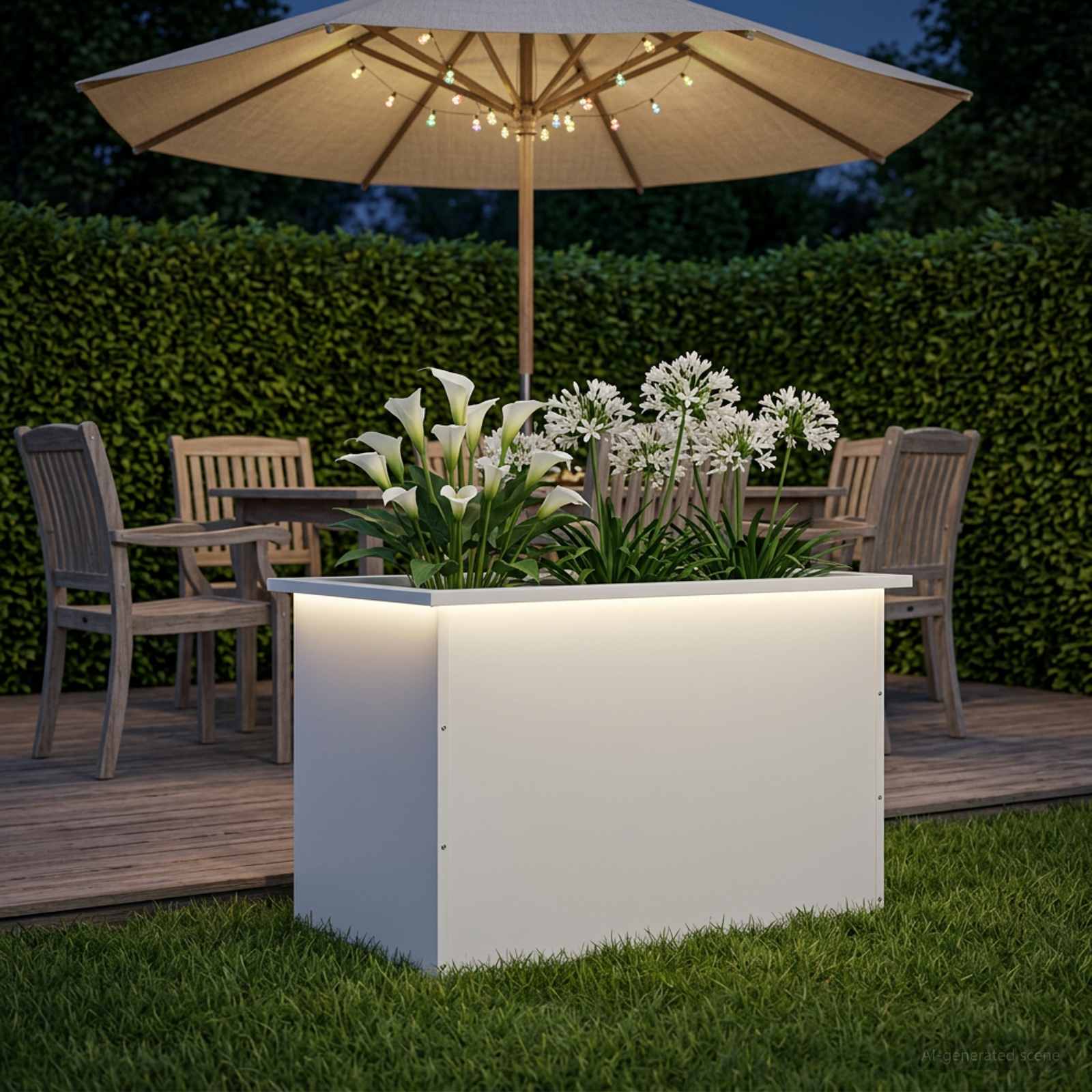 Fioriera da giardino con LED Bianco 50 x 80 x 48 cm Acciaio