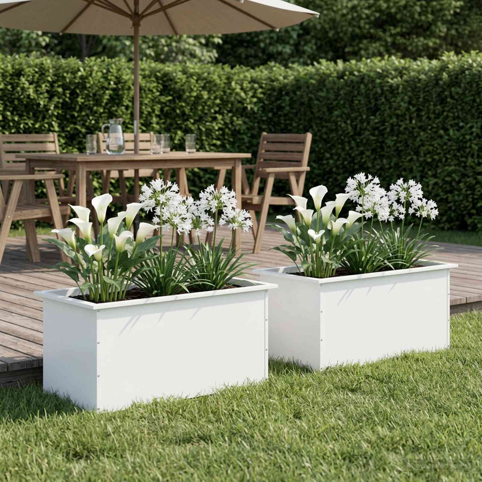 Fioriera da giardino con LED 2 pz Bianco 50 x 80 x 48 cm