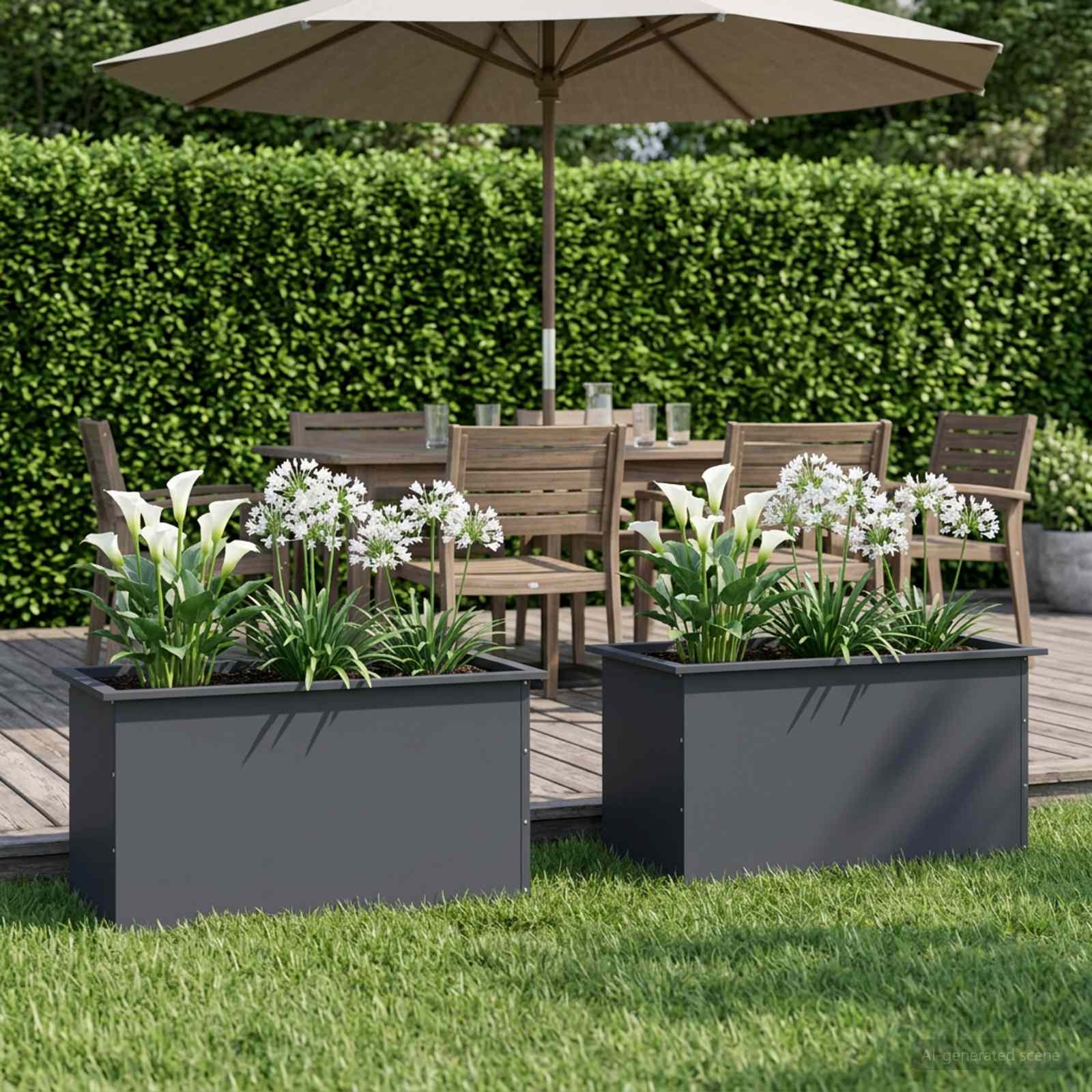 Fioriera da giardino con LED 2 pz Antracite 50 x 80 x 48 cm