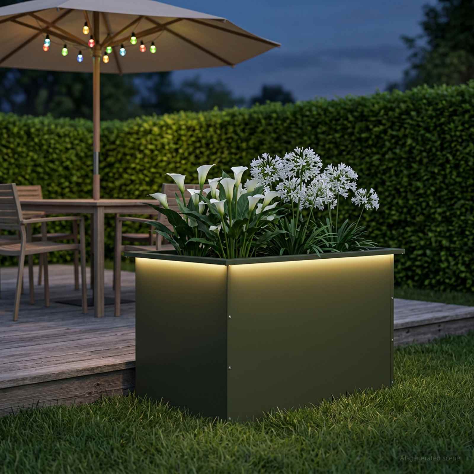 Fioriera da giardino con LED Verde Oliva 50 x 80 x 48 cm