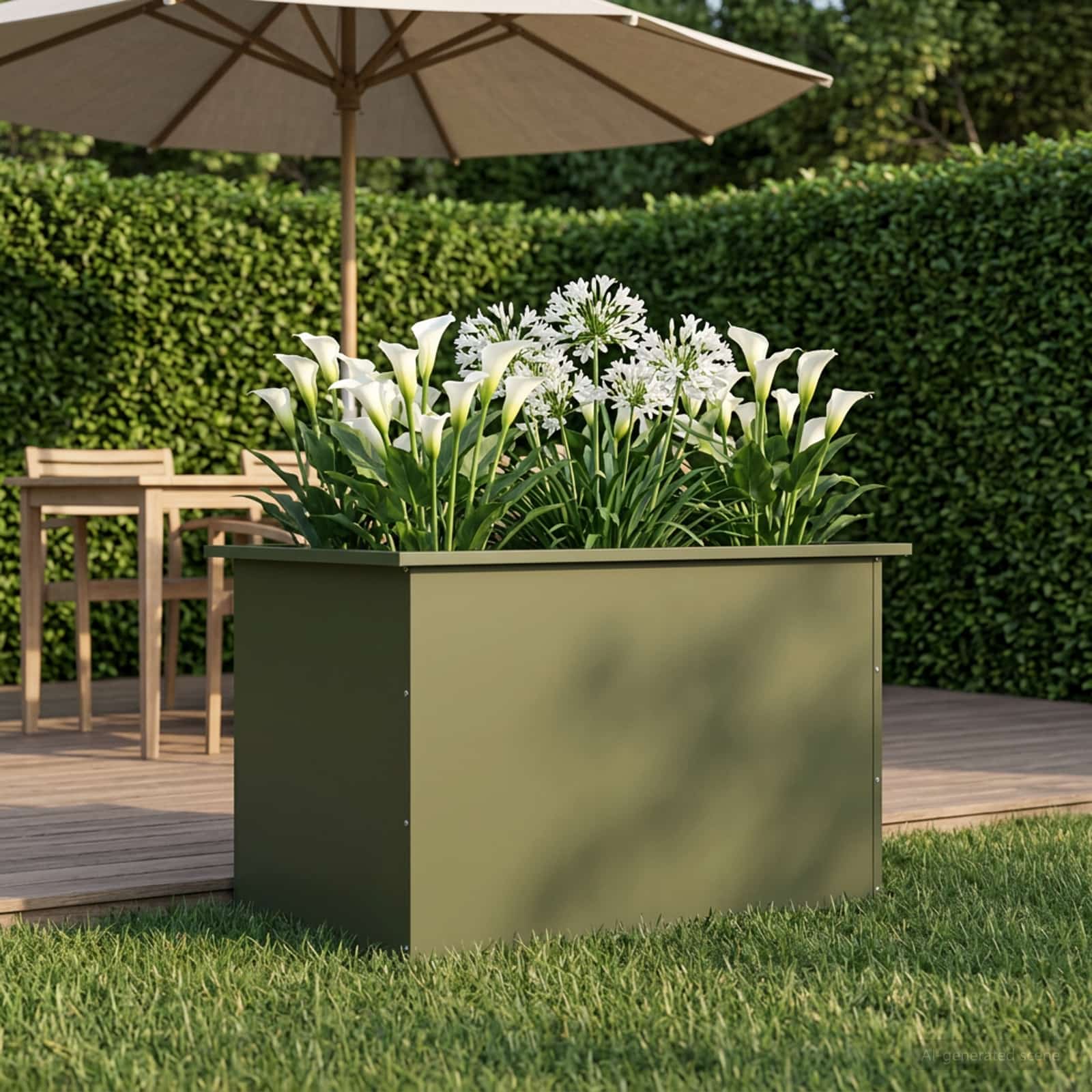 Fioriera da giardino con LED Verde Oliva 50 x 80 x 48 cm