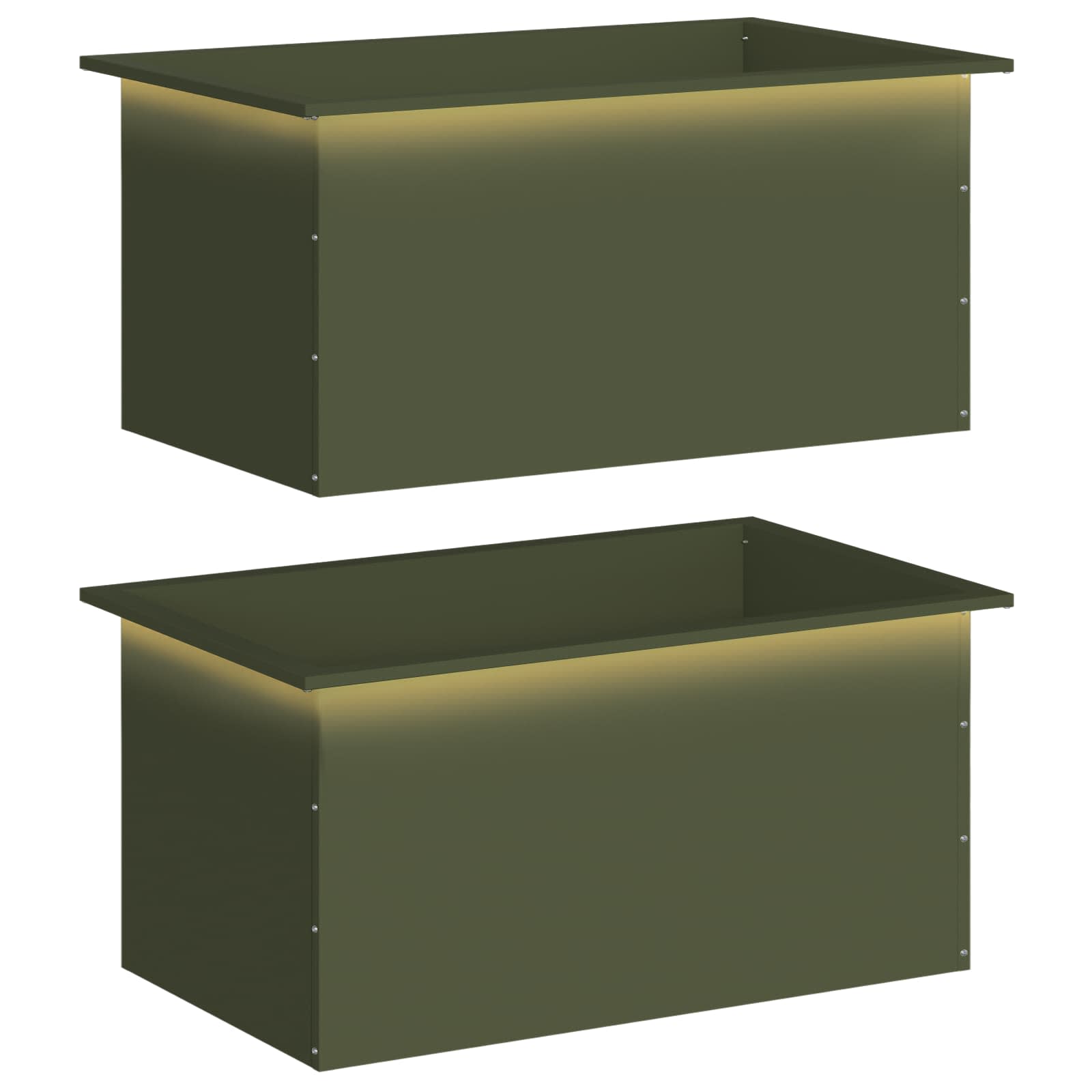Fioriera da giardino con LED 2 pz Verde Oliva 50 x 80 x 48 cm