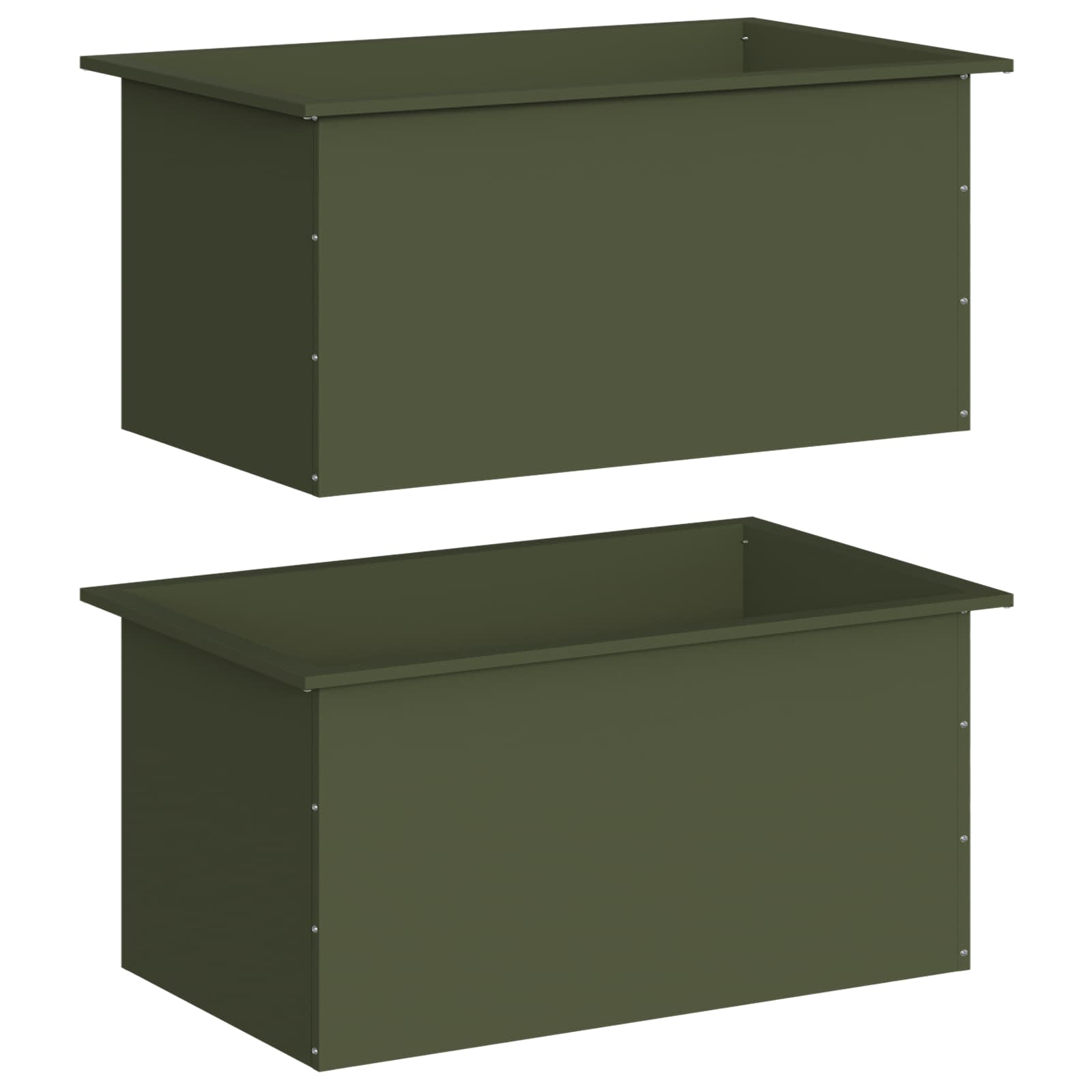 Fioriera da giardino con LED 2 pz Verde Oliva 50 x 80 x 48 cm