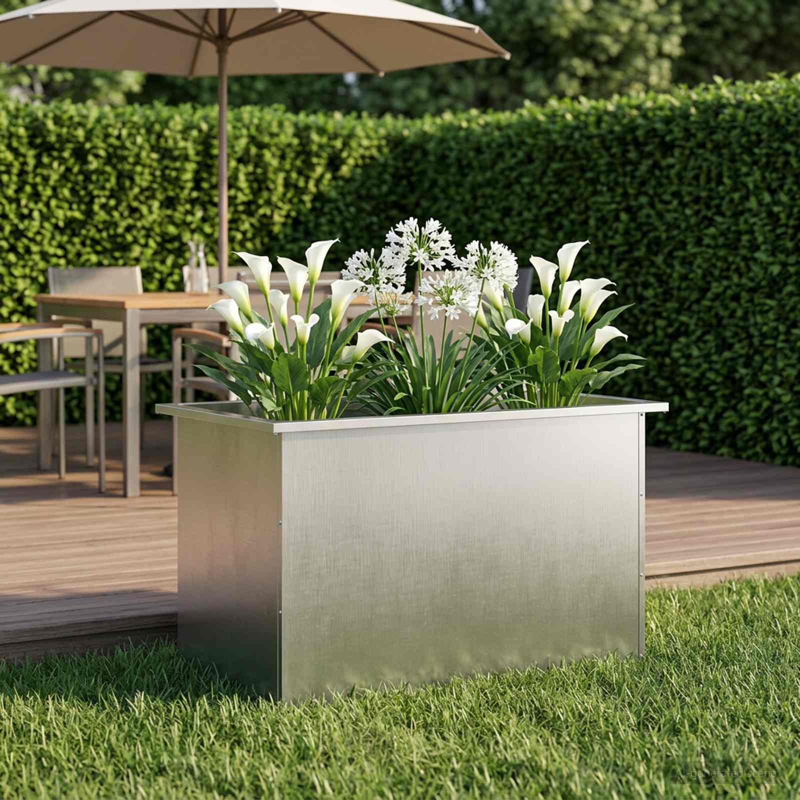 Fioriera da giardino con LED Argento 50 x 80 x 48 cm