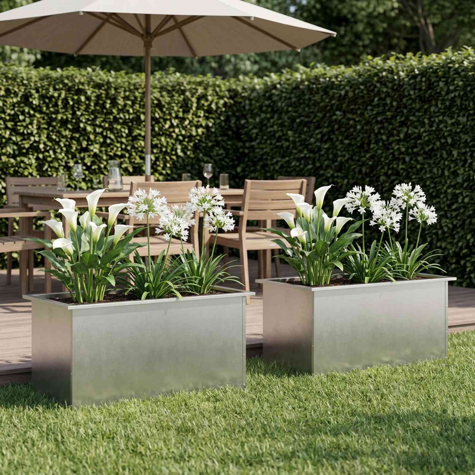 Fioriera da giardino con LED 2 pz Argento 50 x 80 x 48 cm
